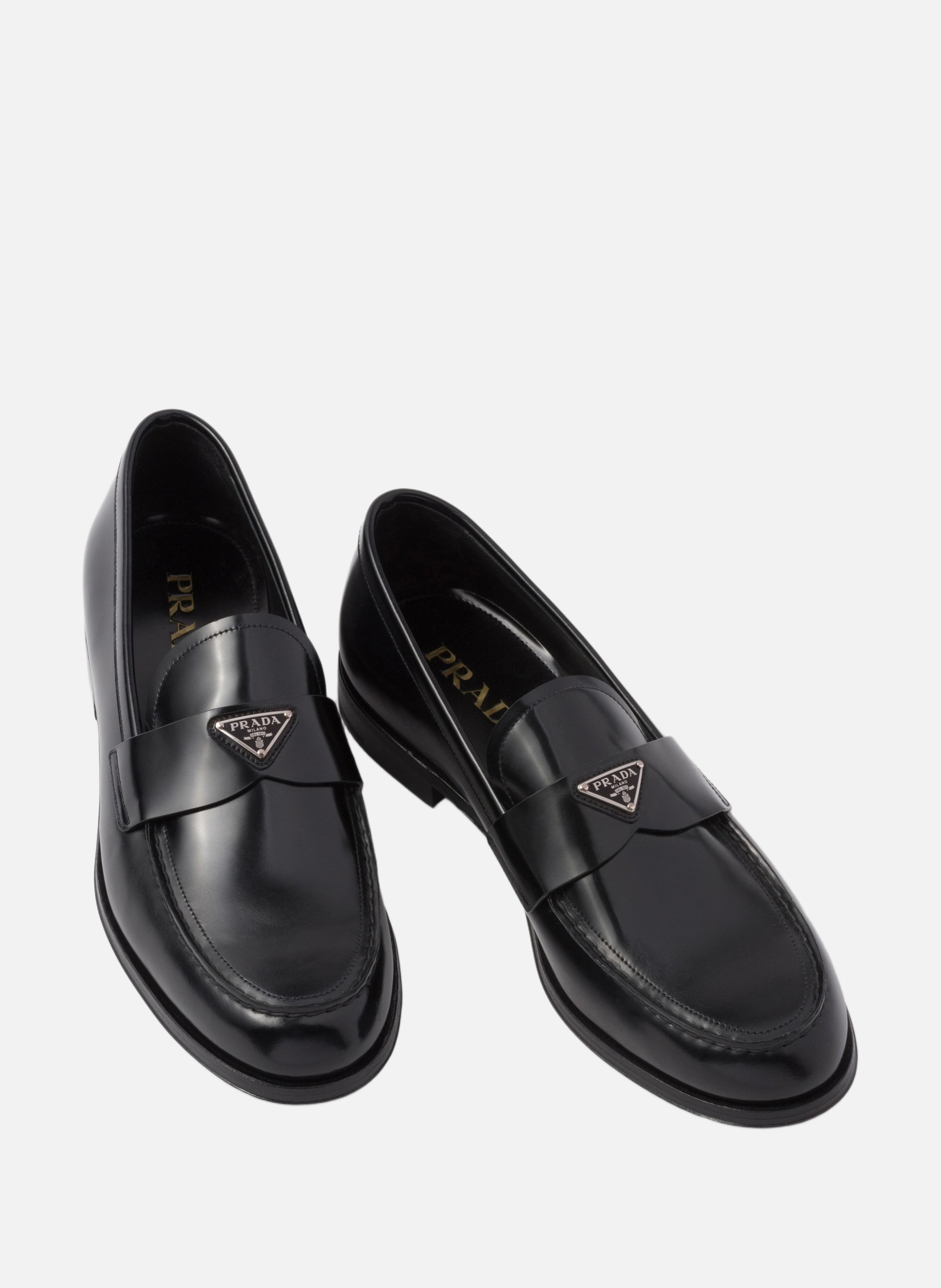 Mocassins en cuir brossé PRADA Noir