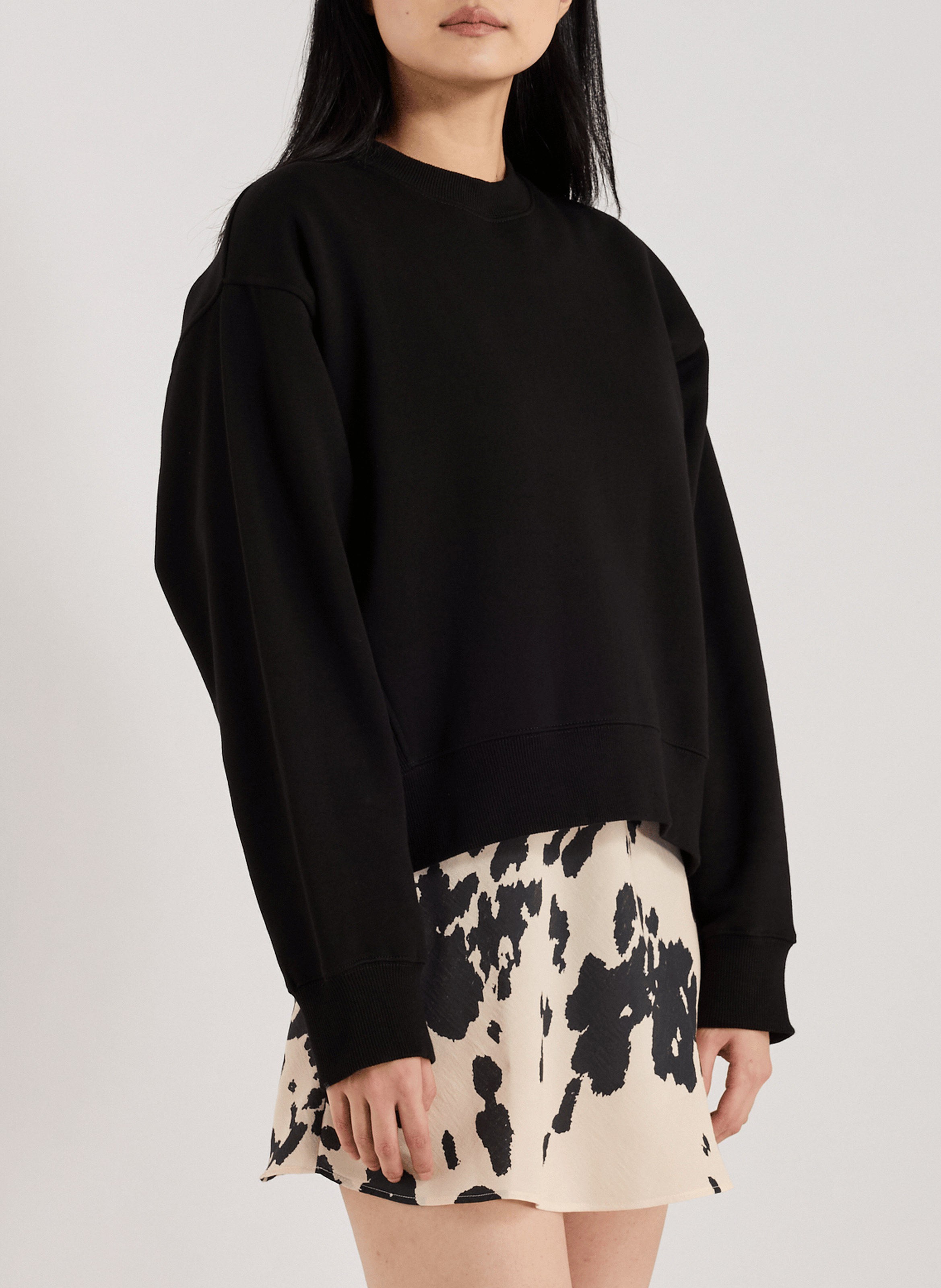 TOPSHOP Oversized round neck sweater Black