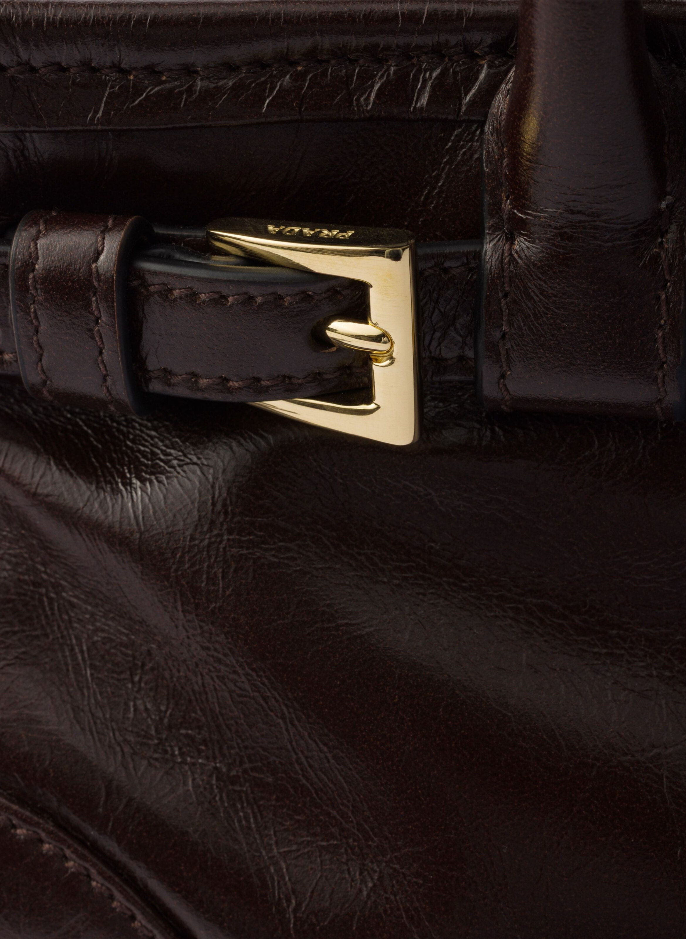 Mini sac à main prada bonnie en cuir PRADA Marron