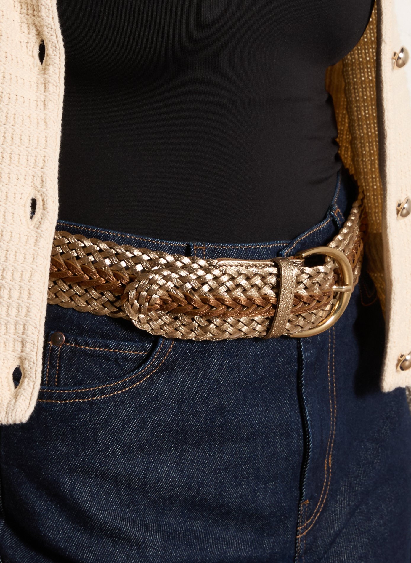 Ceinture tressée en cuir edgar MAISON 123 Doré
