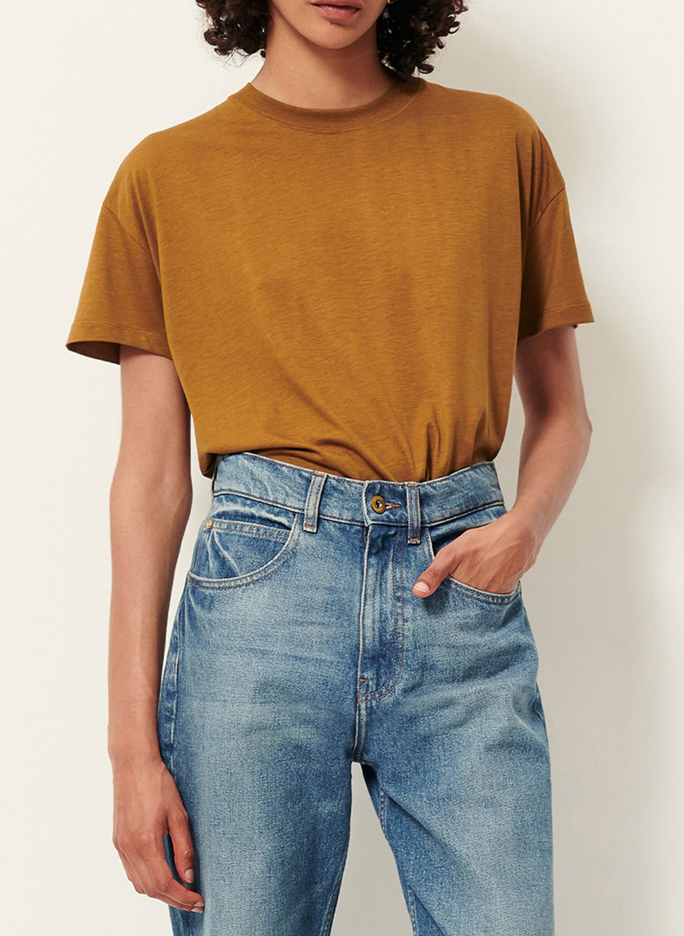 Tee-shirt oversize col rond too SESSUN Marron