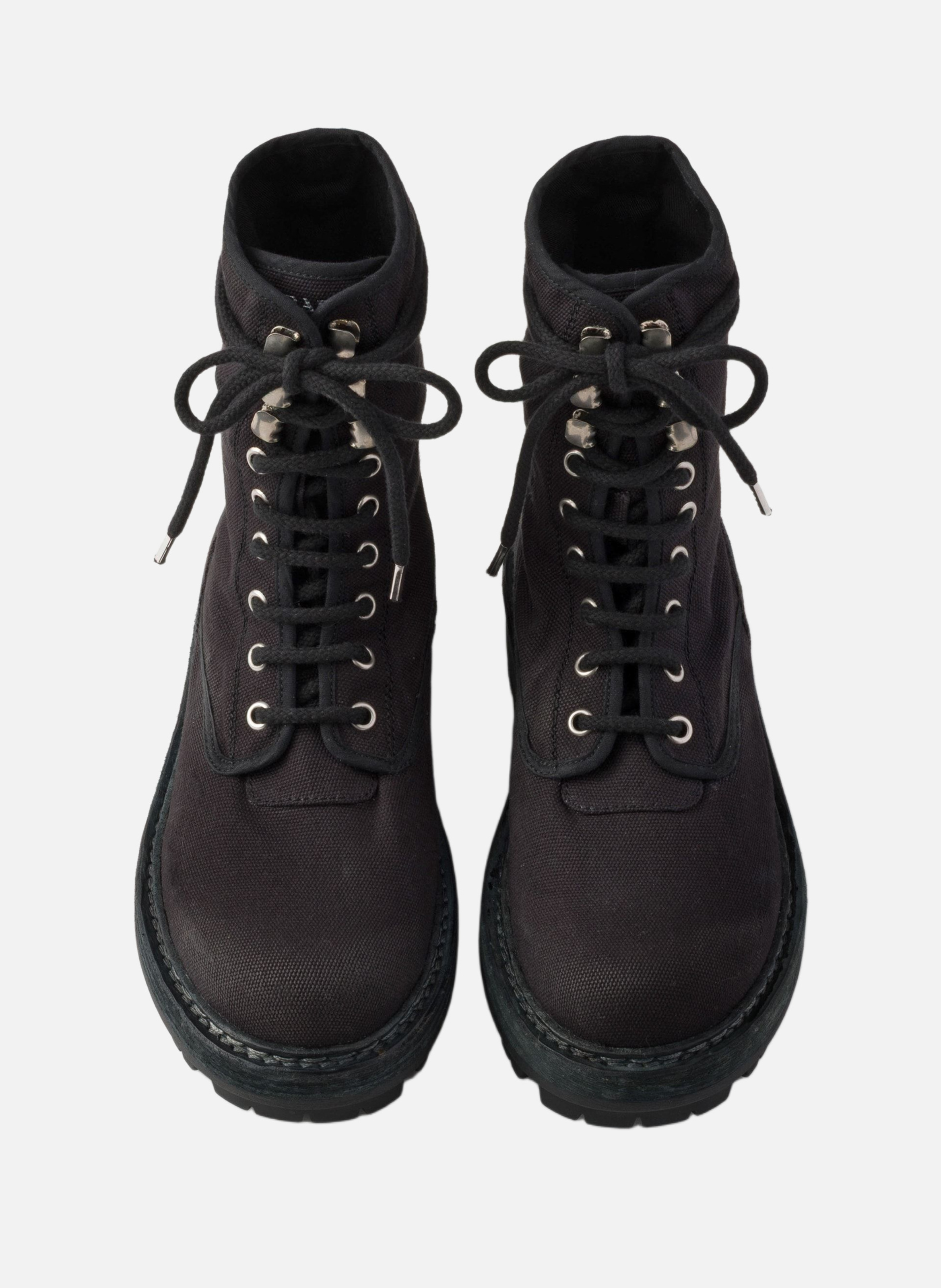 Bottines à lacets en toile PRADA Noir
