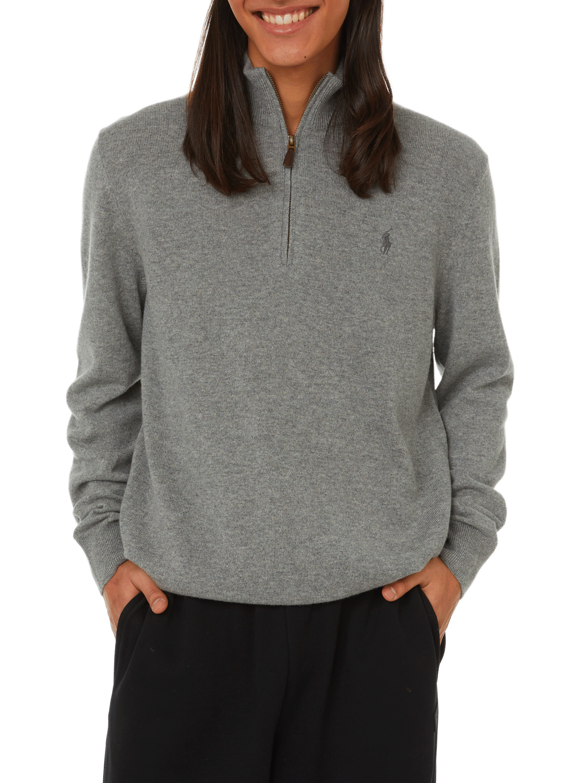 Wool zip-neck jumper POLO RALPH LAUREN Grey