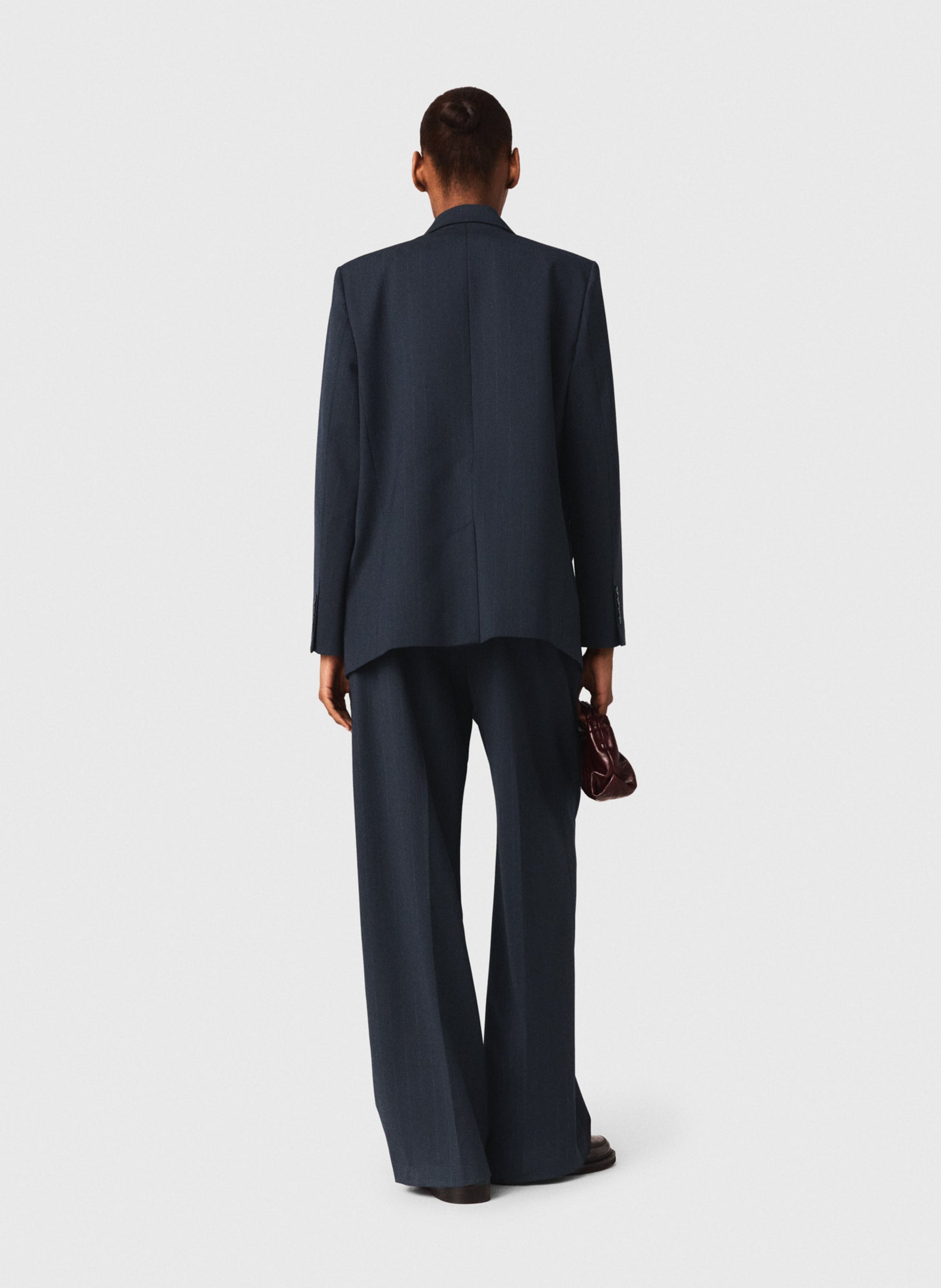 Veste tailleur droite en laine mélangée MAJE Bleu