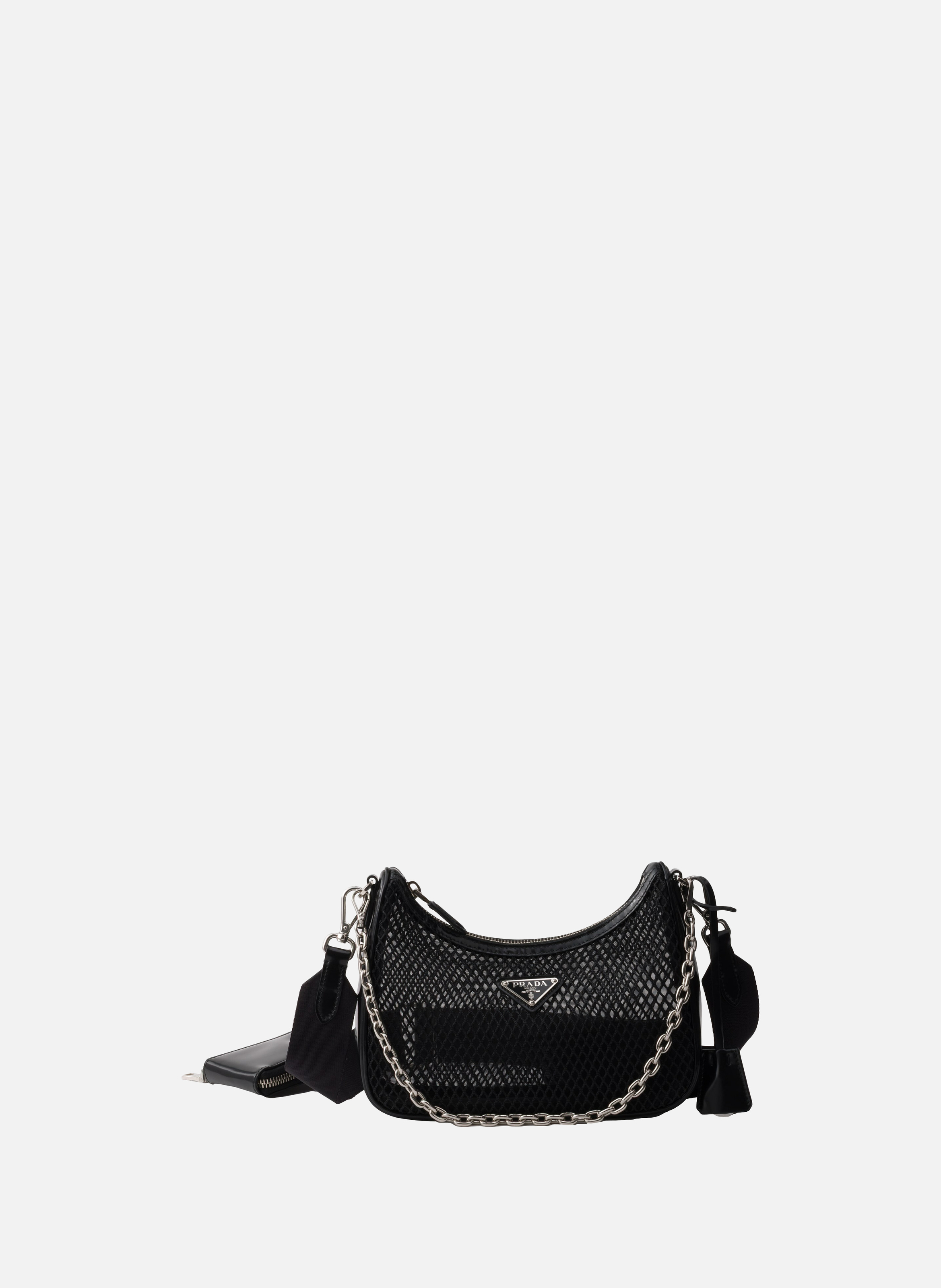 Sac prada re-edition 2005 en mesh et cuir brossé PRADA Noir