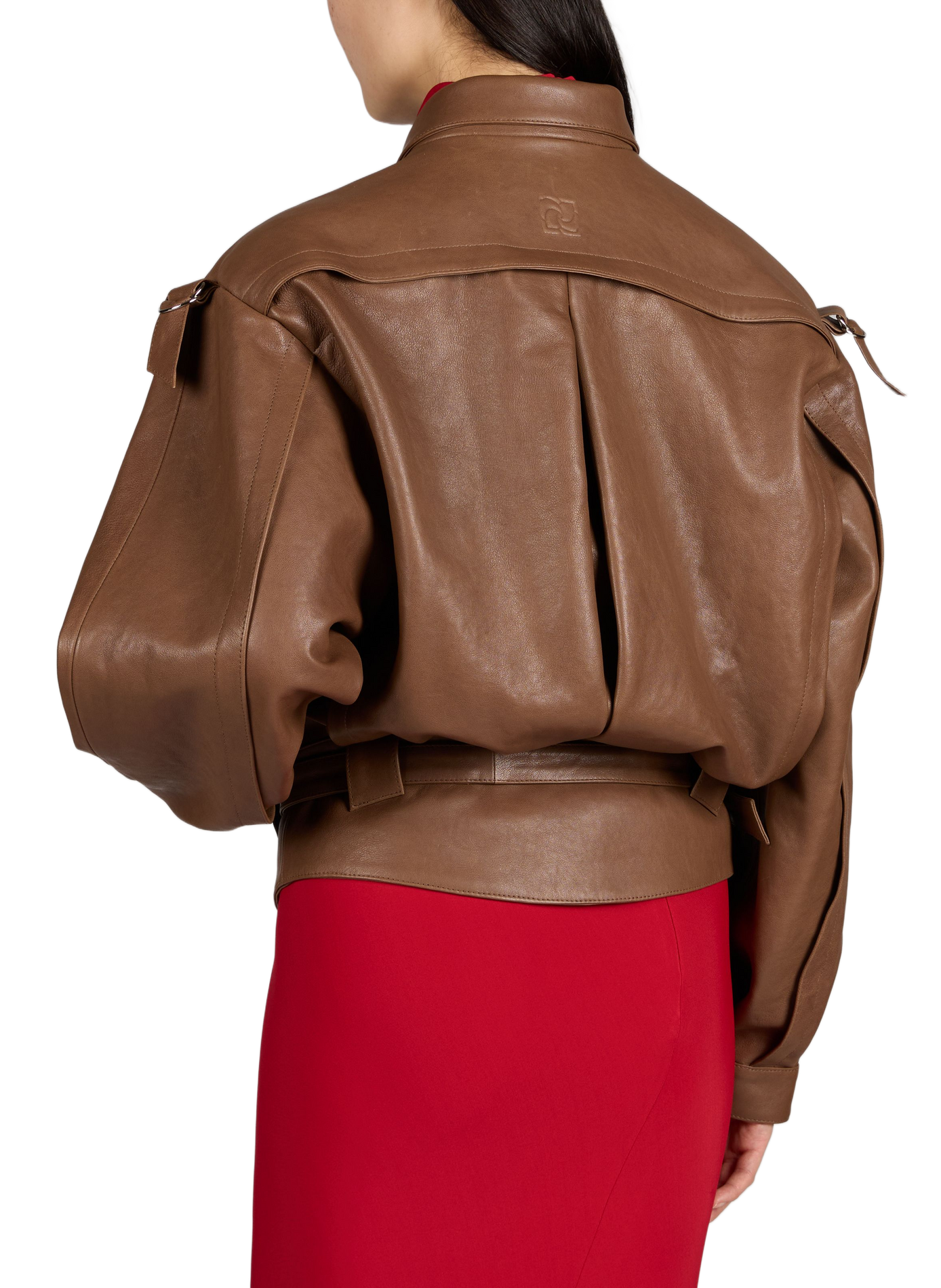 Oversized belted leather jacket MAGDA BUTRYM Beige