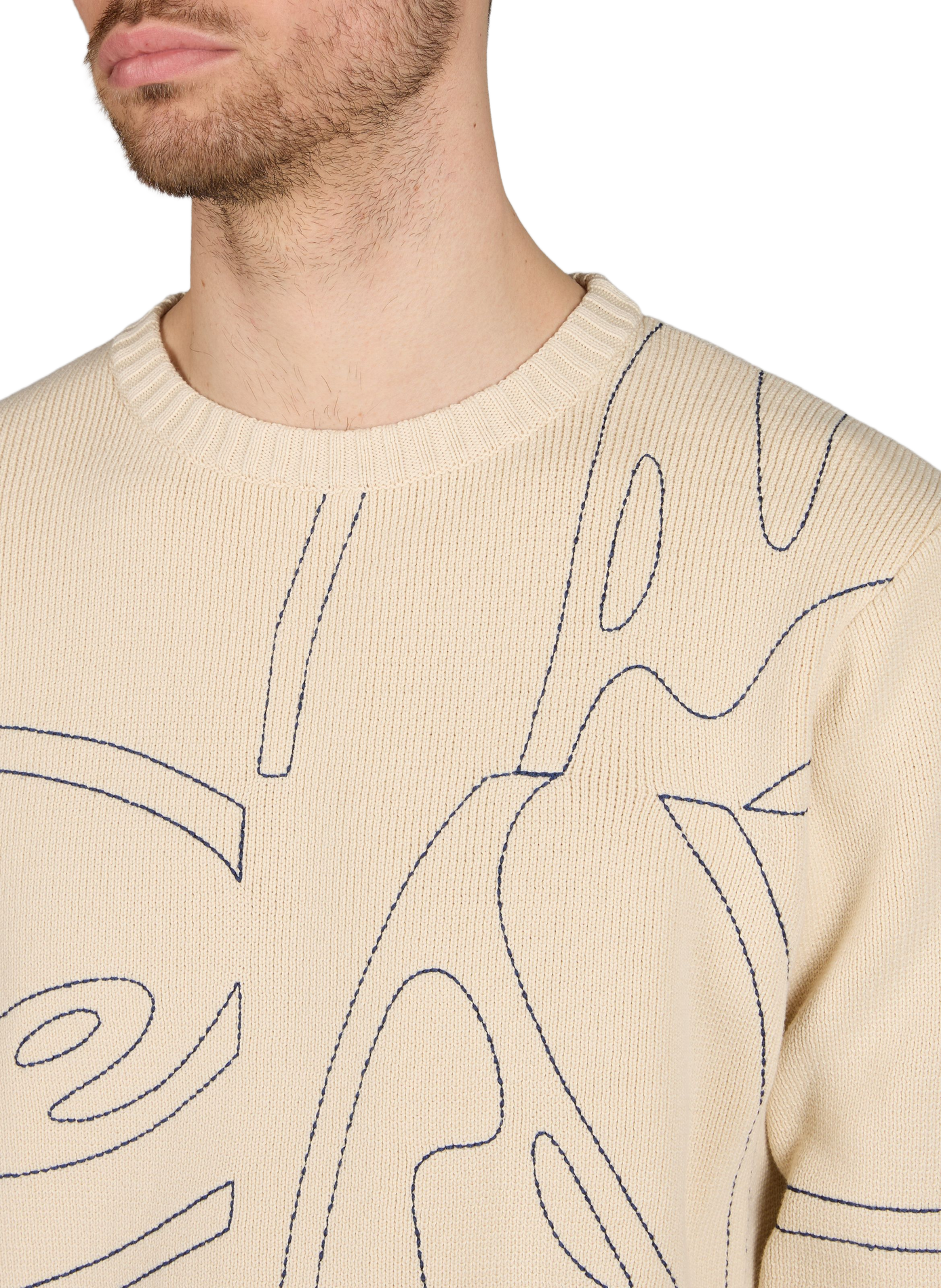 Ribbed round neck cotton sweater ARTE ANTWERP Beige