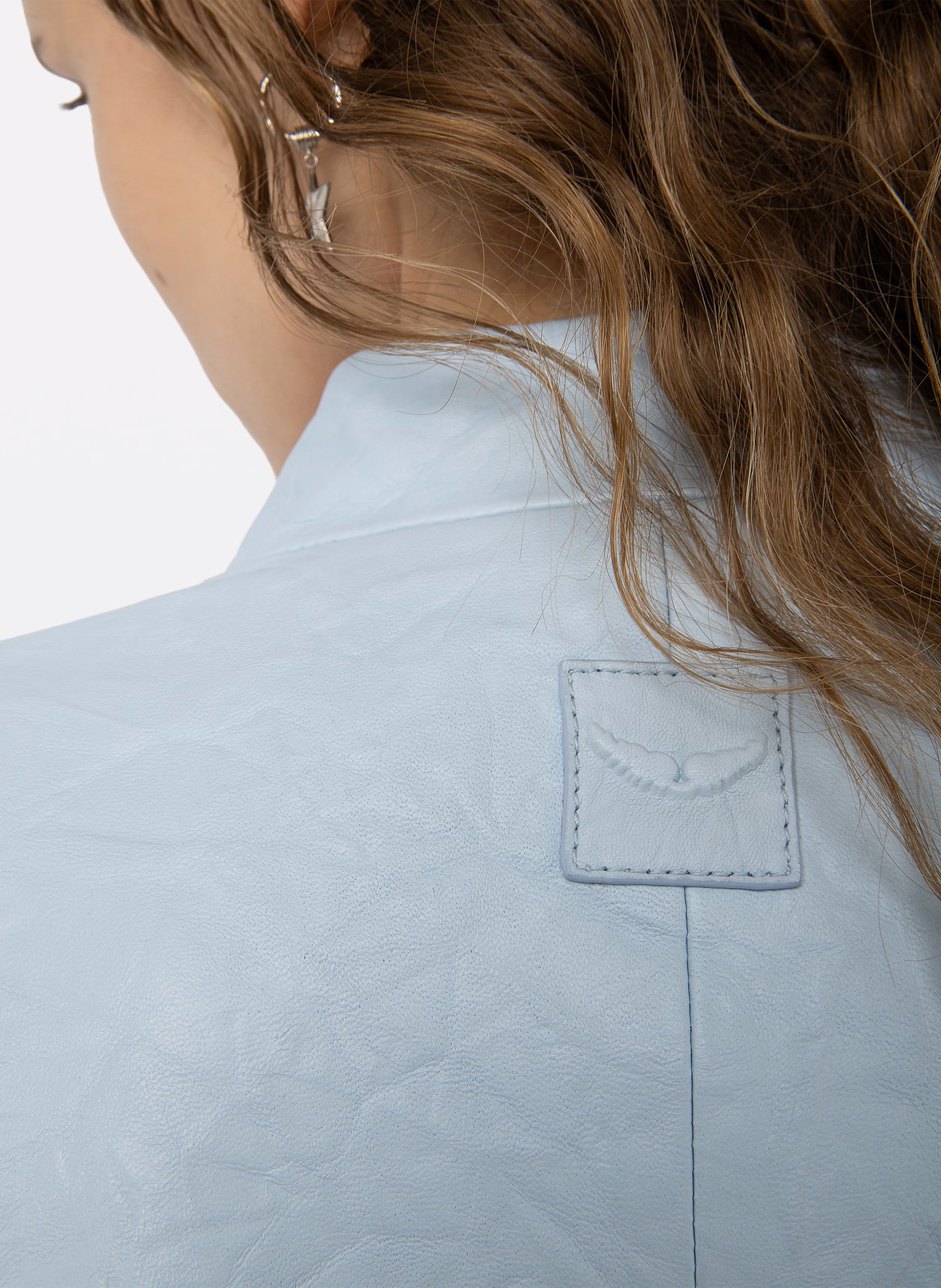 Blouson col rond en cuir veryn ZADIG&VOLTAIRE Bleu