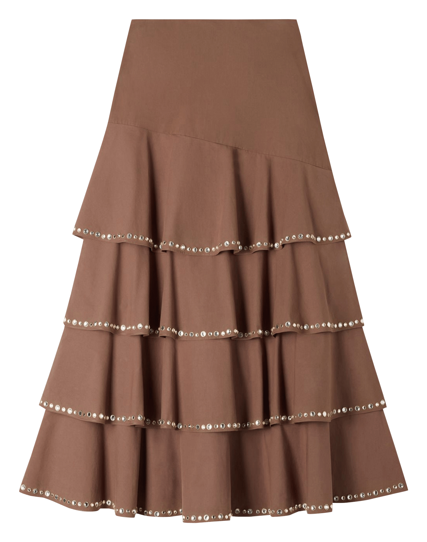Jupe midi à volants SANDRO Marron