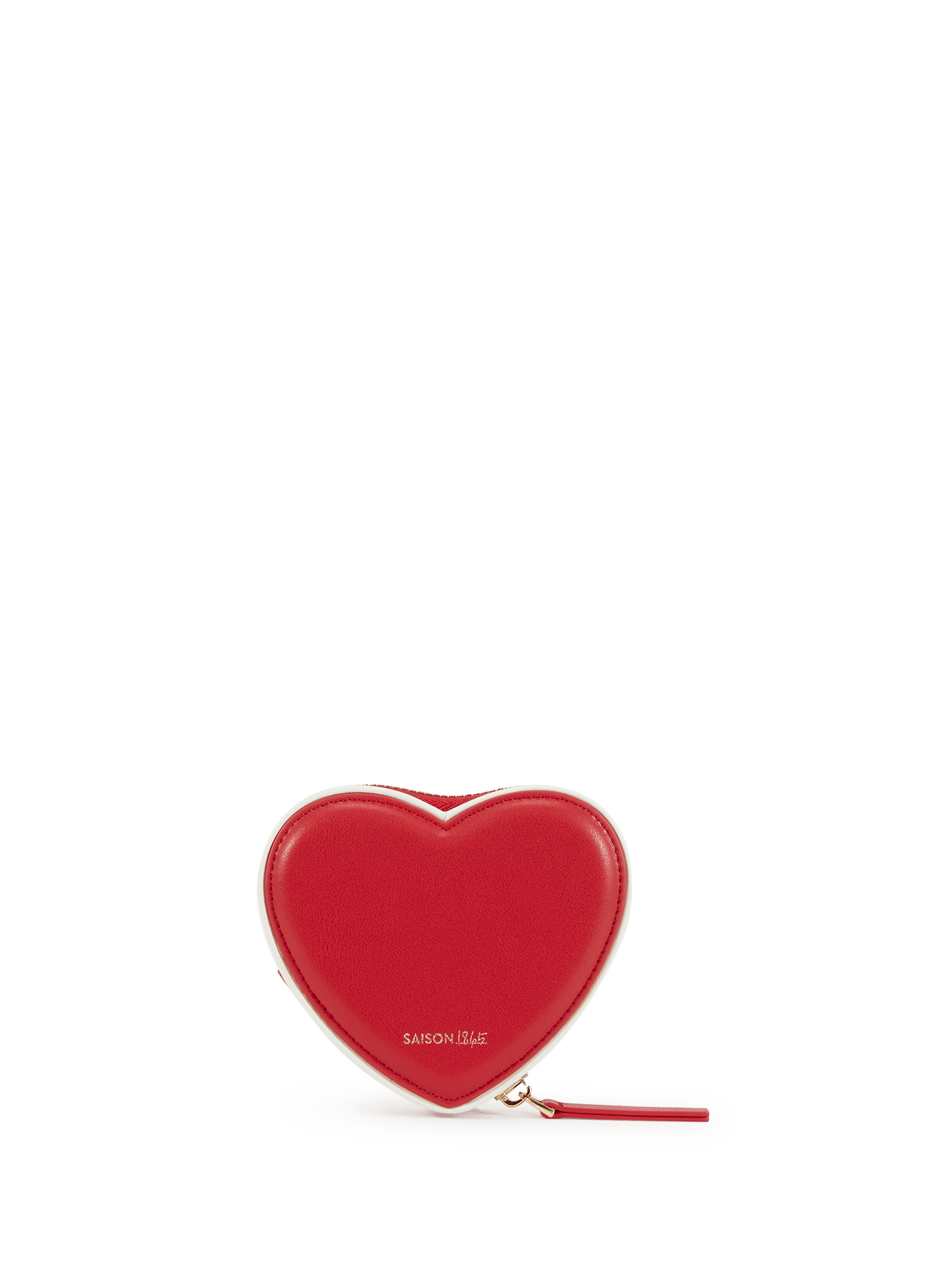 Cowhide leather heart-shaped coin purse SAISON 1865 Red