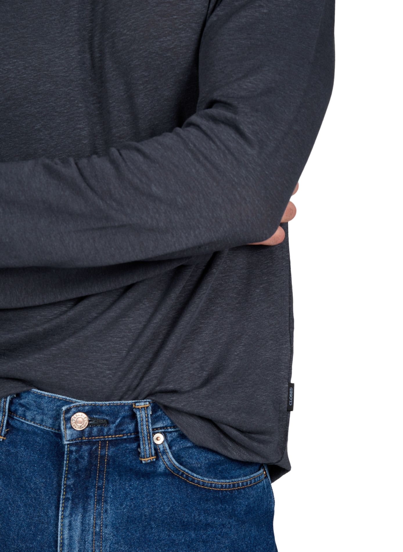 Straight fit linen blend t-shirt CLOSED Black