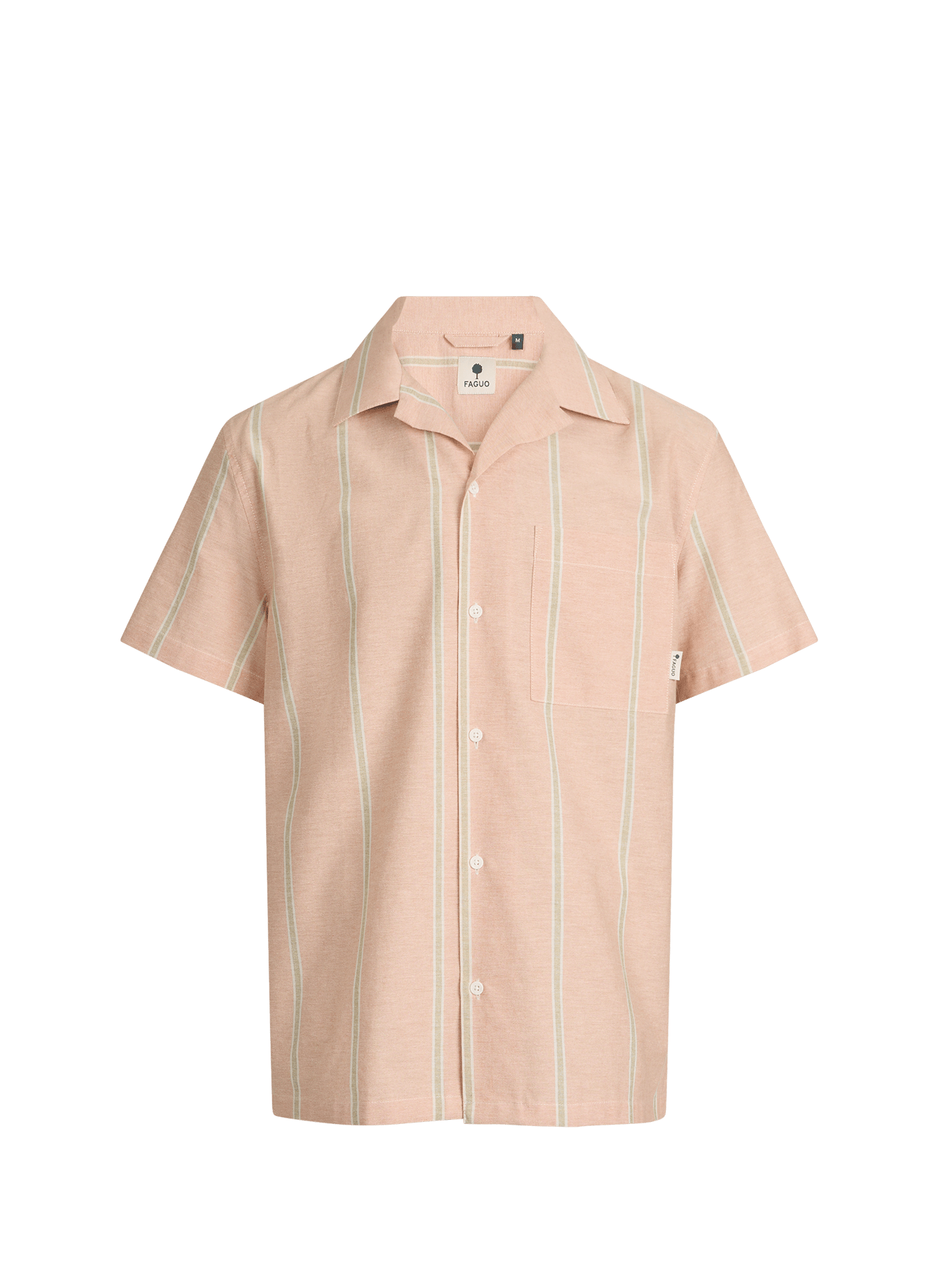 Chemise droite casual rayée en coton FAGUO Beige
