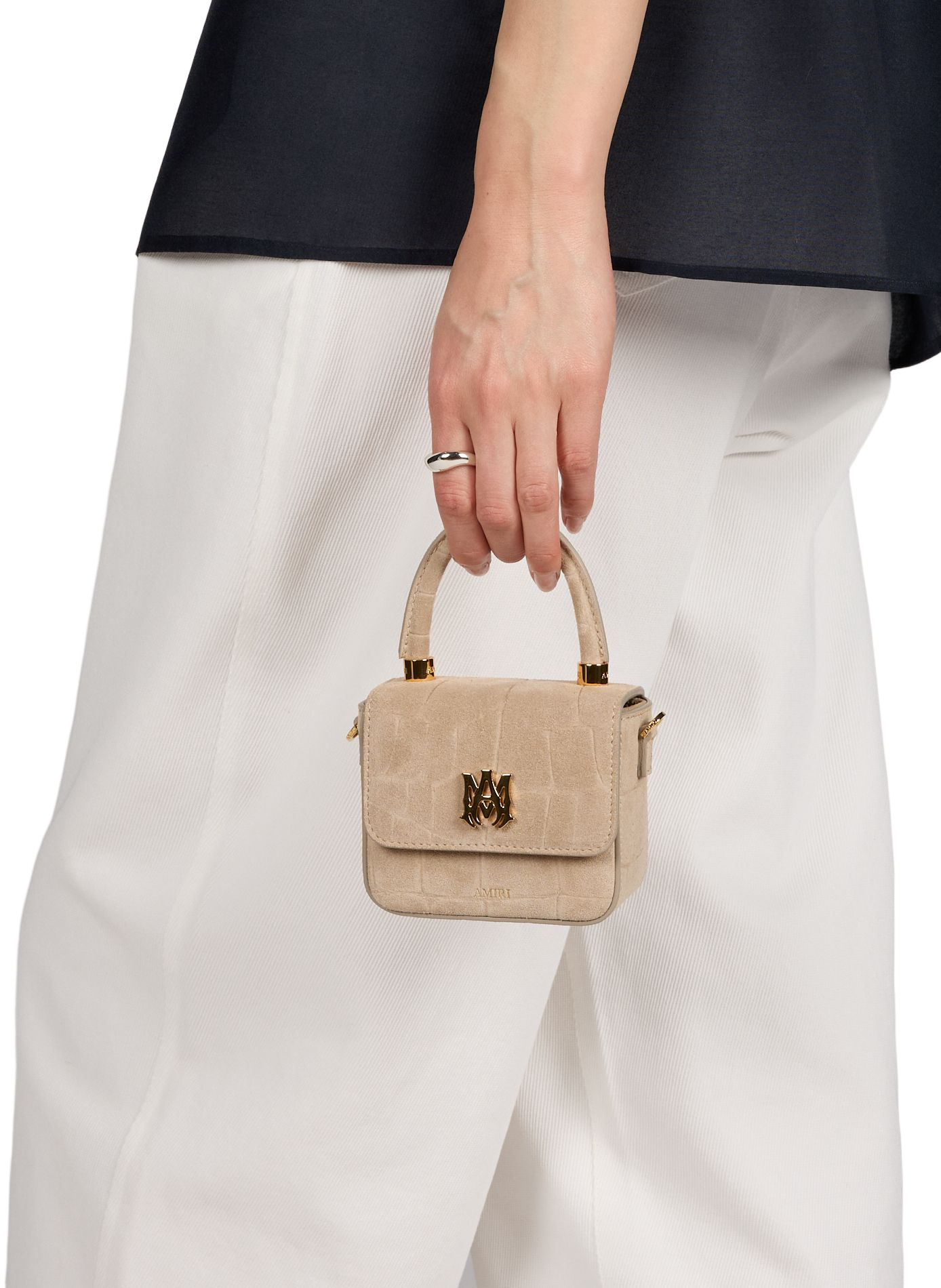 Nano MA Suede Leather Handbag AMIRI Beige