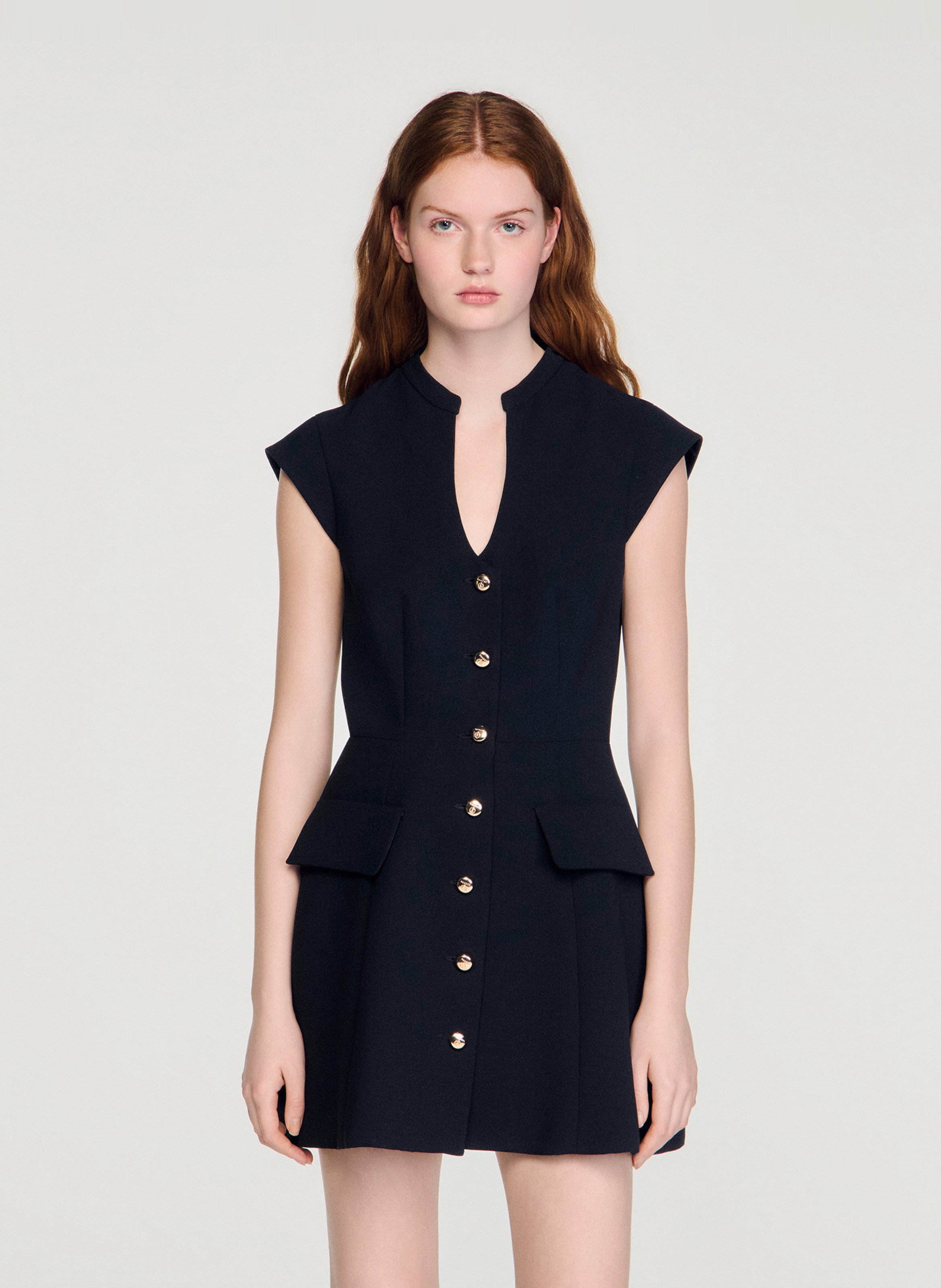 Robe courte cintrée unie SANDRO Noir