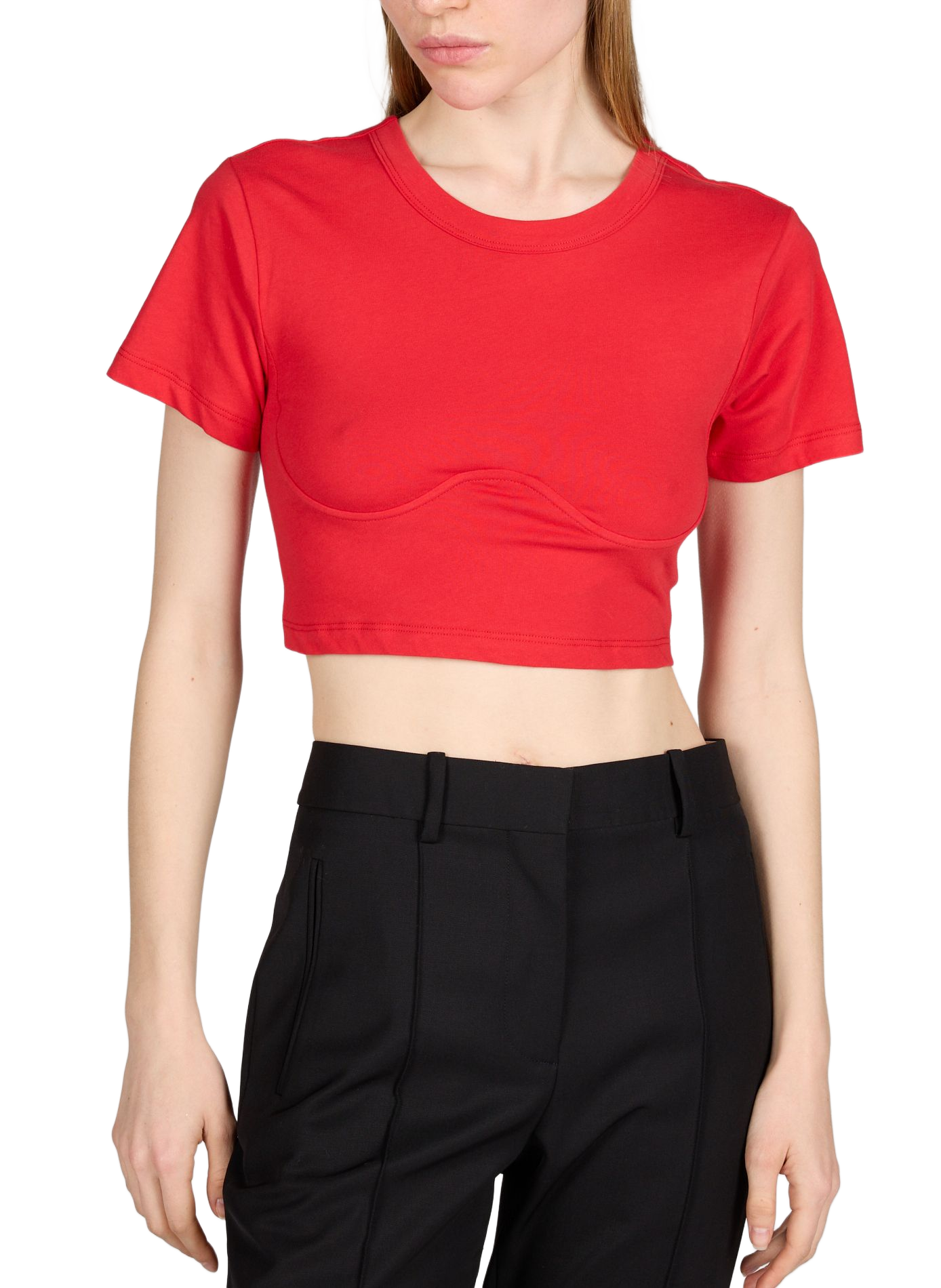 T-shirt à nouer et détails armatures en coton THE ATTICO Rouge