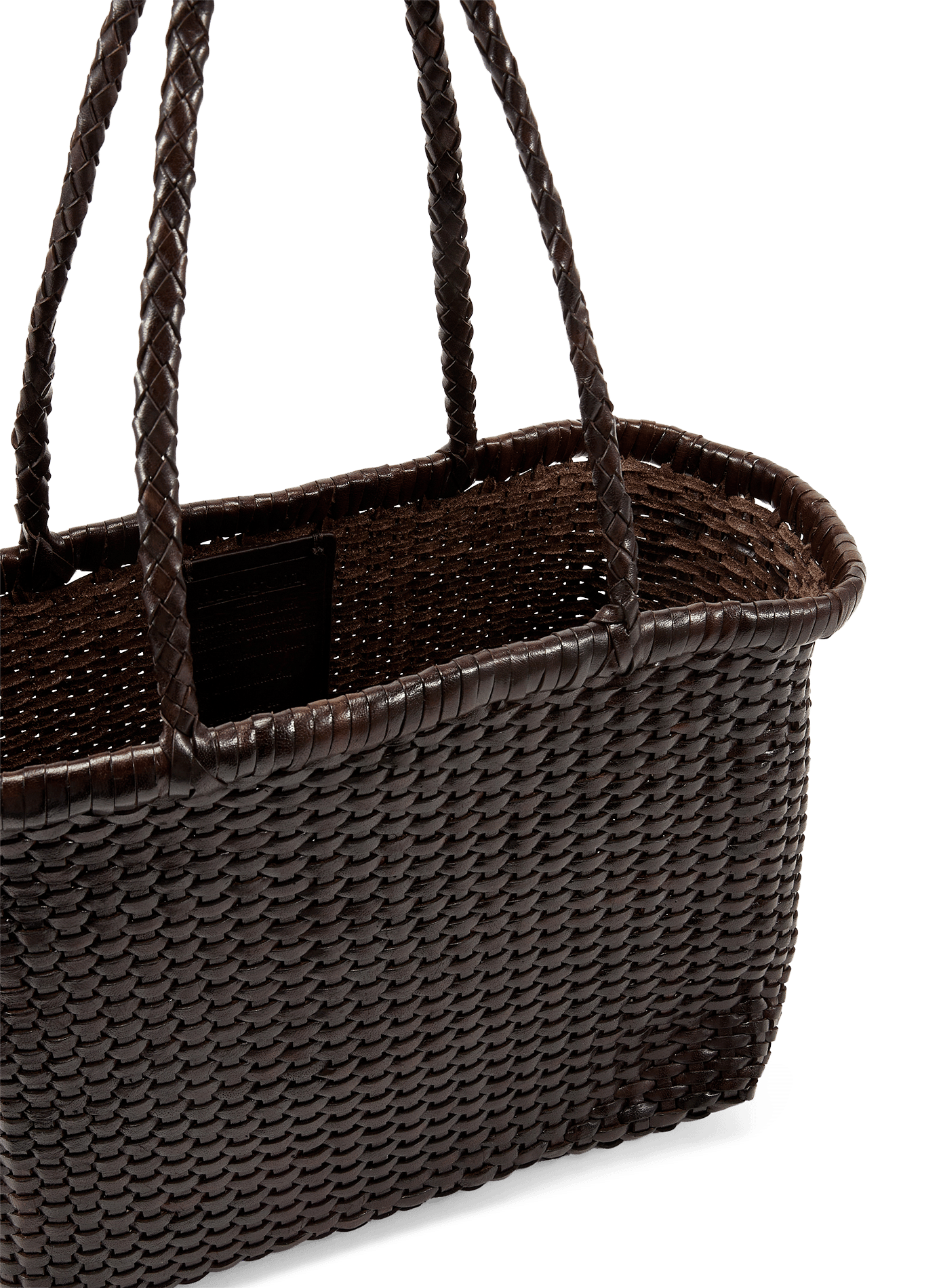 Sac panier B Weave Small en cuir tressé DRAGON DIFFUSION Marron