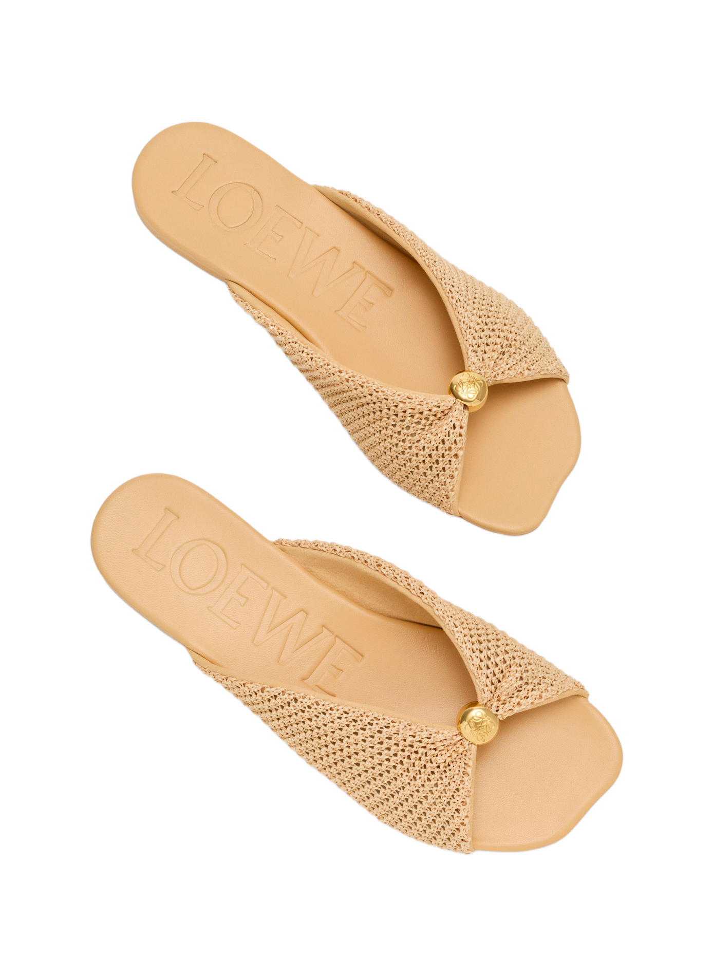 Mules Pebble Soft effet raphia LOEWE Beige