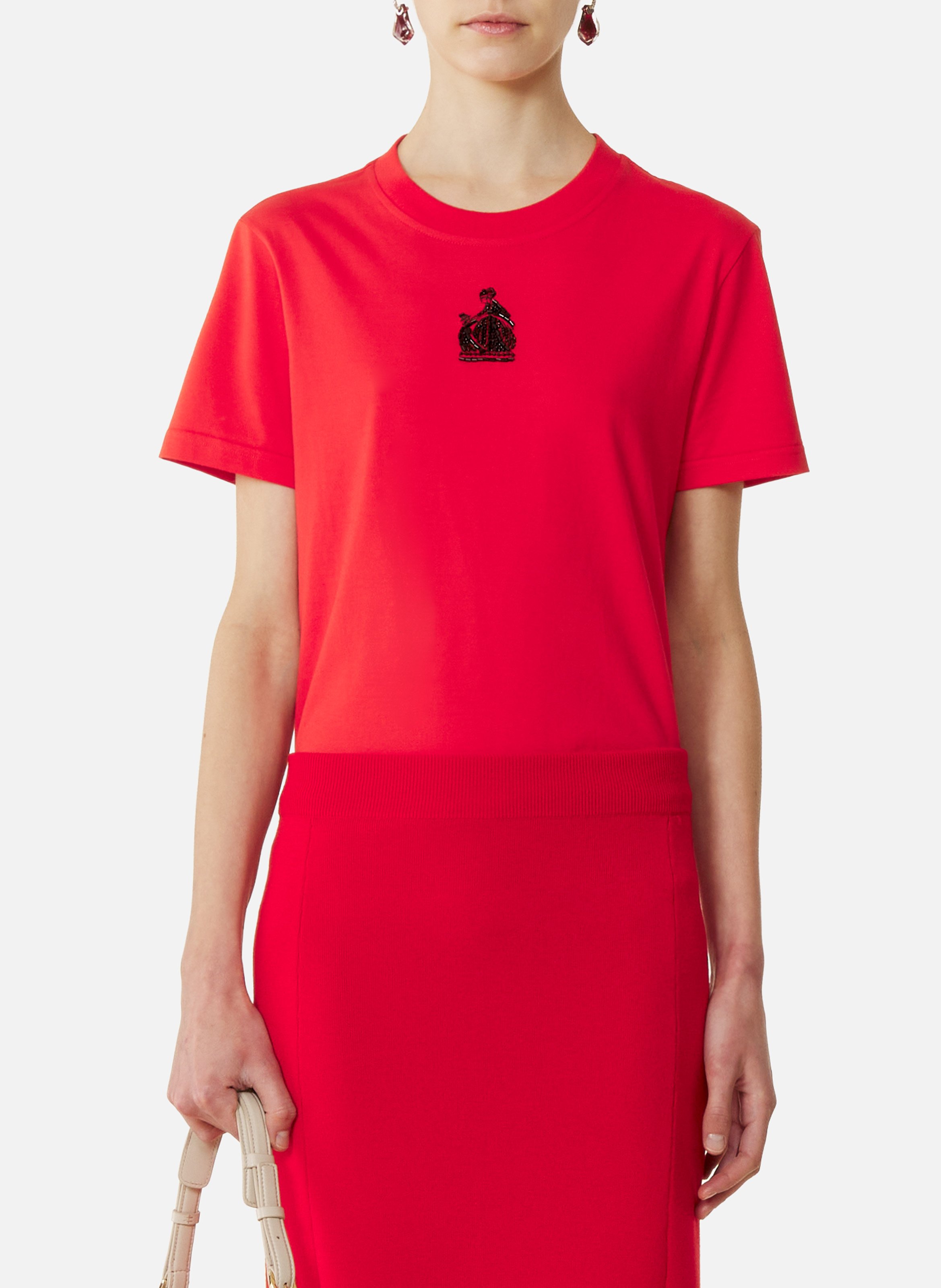 T-shirt brodé la mère et l'enfant en jersey LANVIN Rouge
