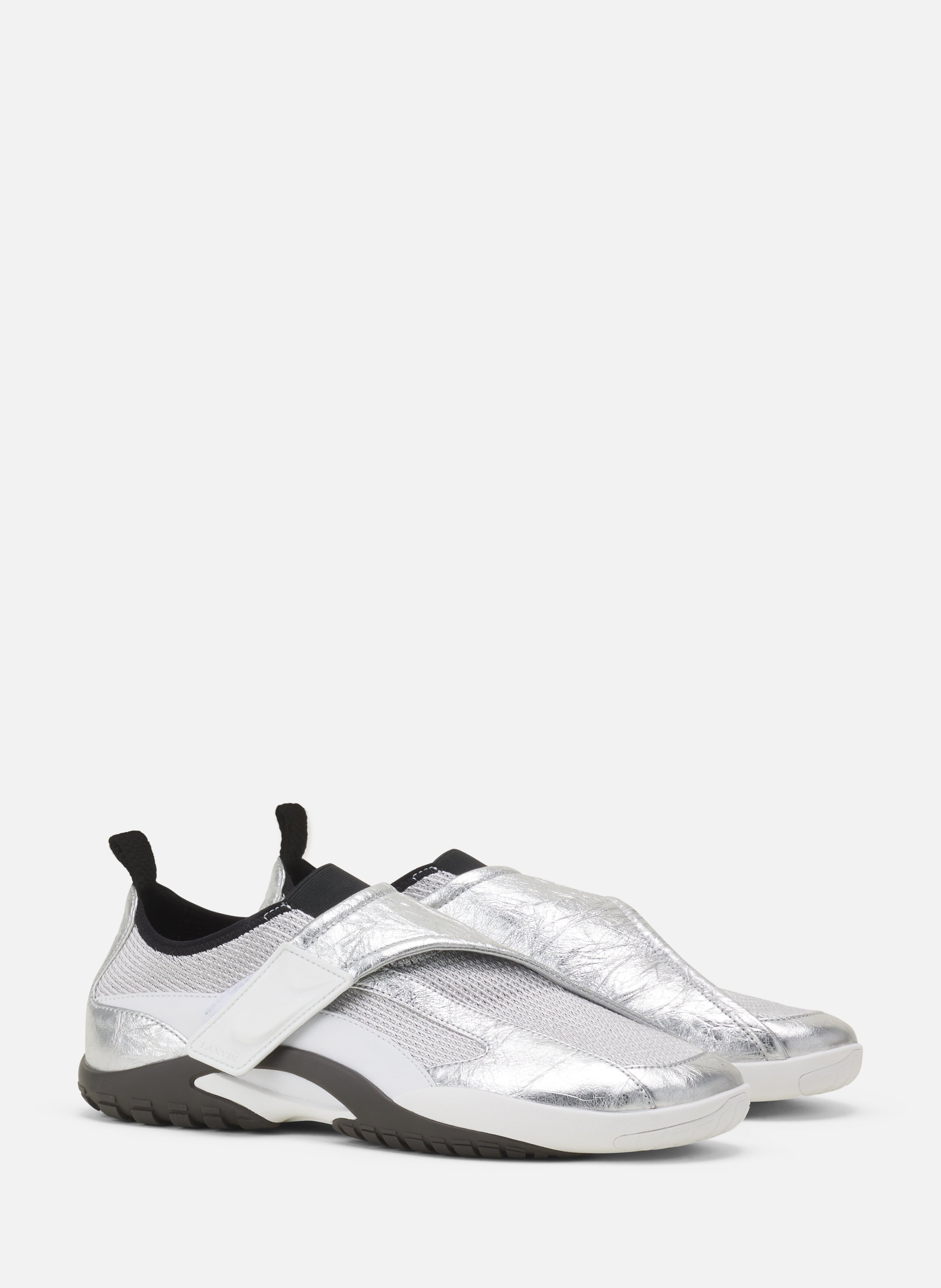 Sneaker lnv1 en cuir metallise froisse LANVIN Noir