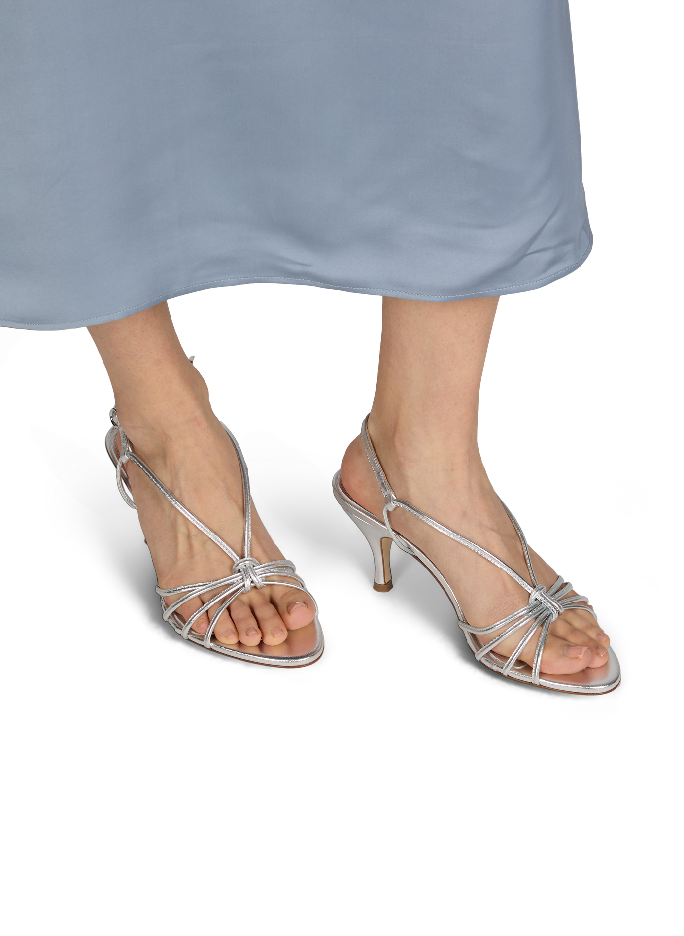 Sandales à talon en cuir métallisé AEYDE Argent