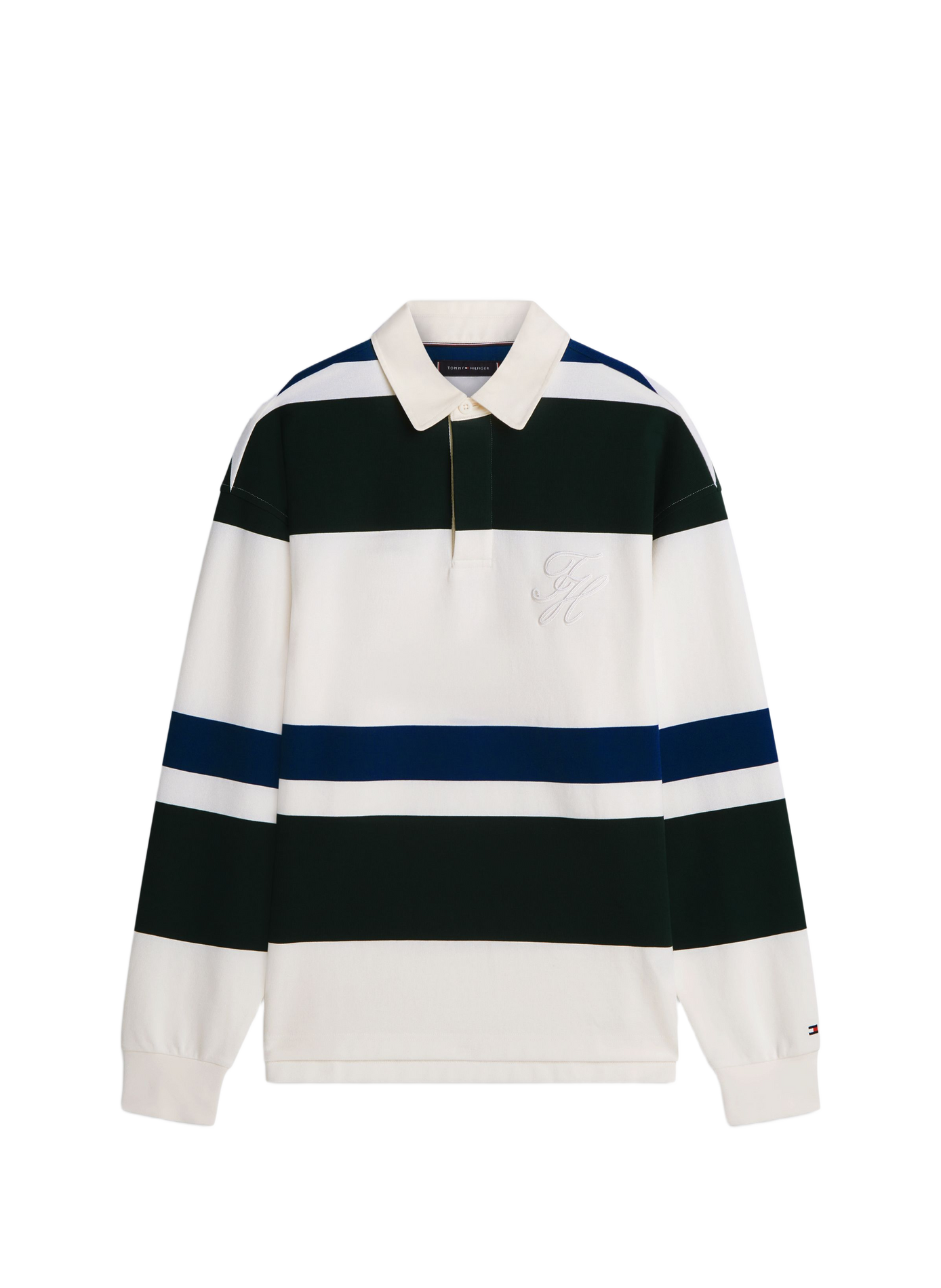 Polo manches courtes à rayures en coton mélangé TOMMY HILFIGER Beige