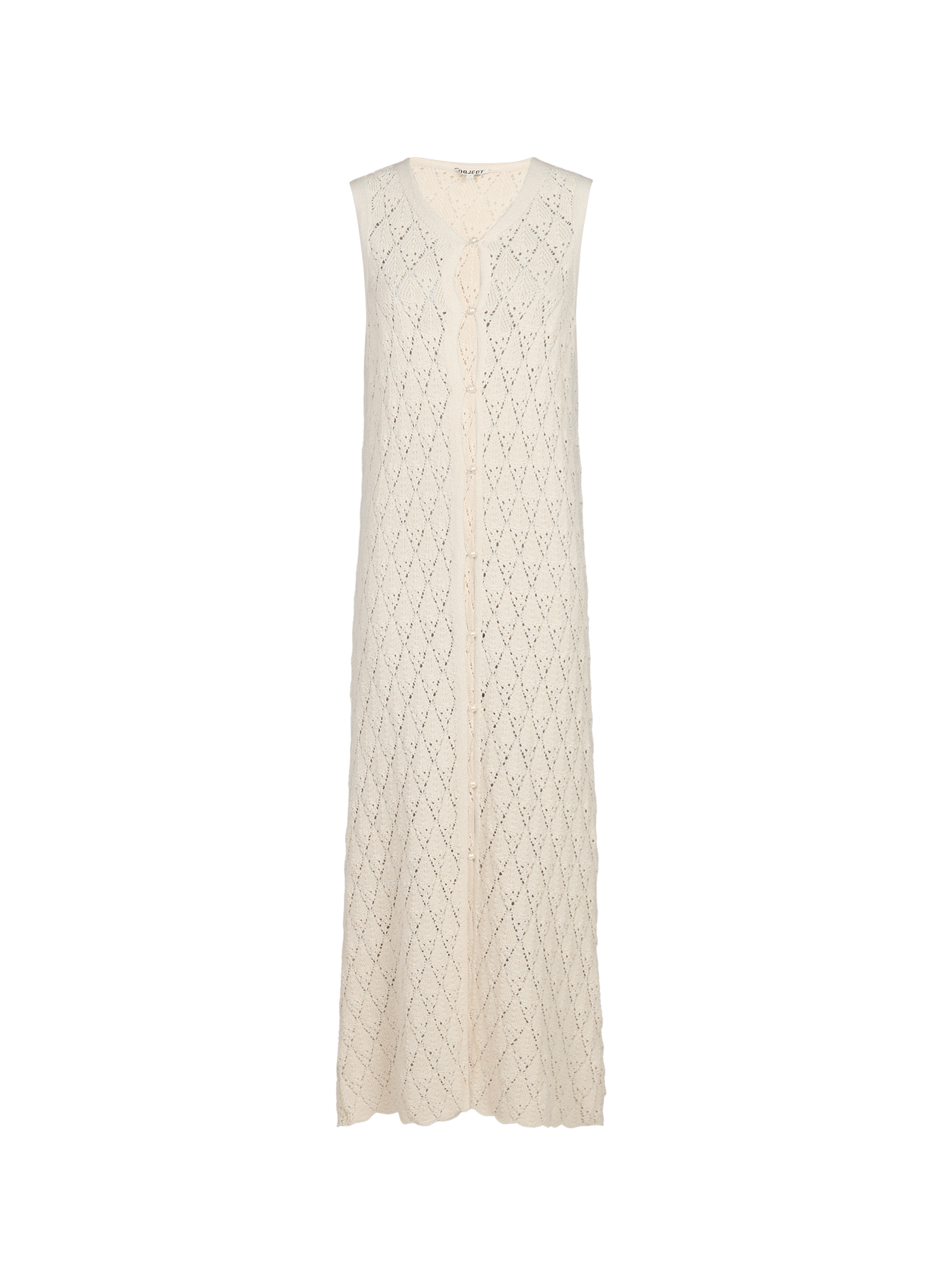 Robe longue en maille en coton mélangé OBJECT Beige