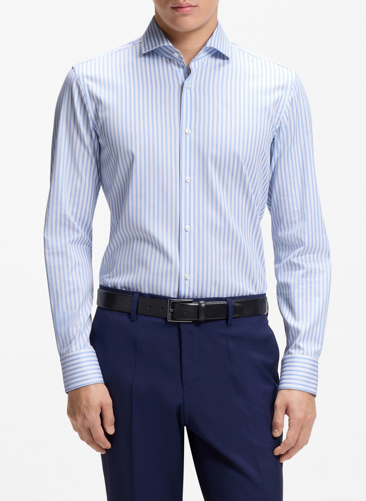 Chemise droite à rayures BOSS Bleu