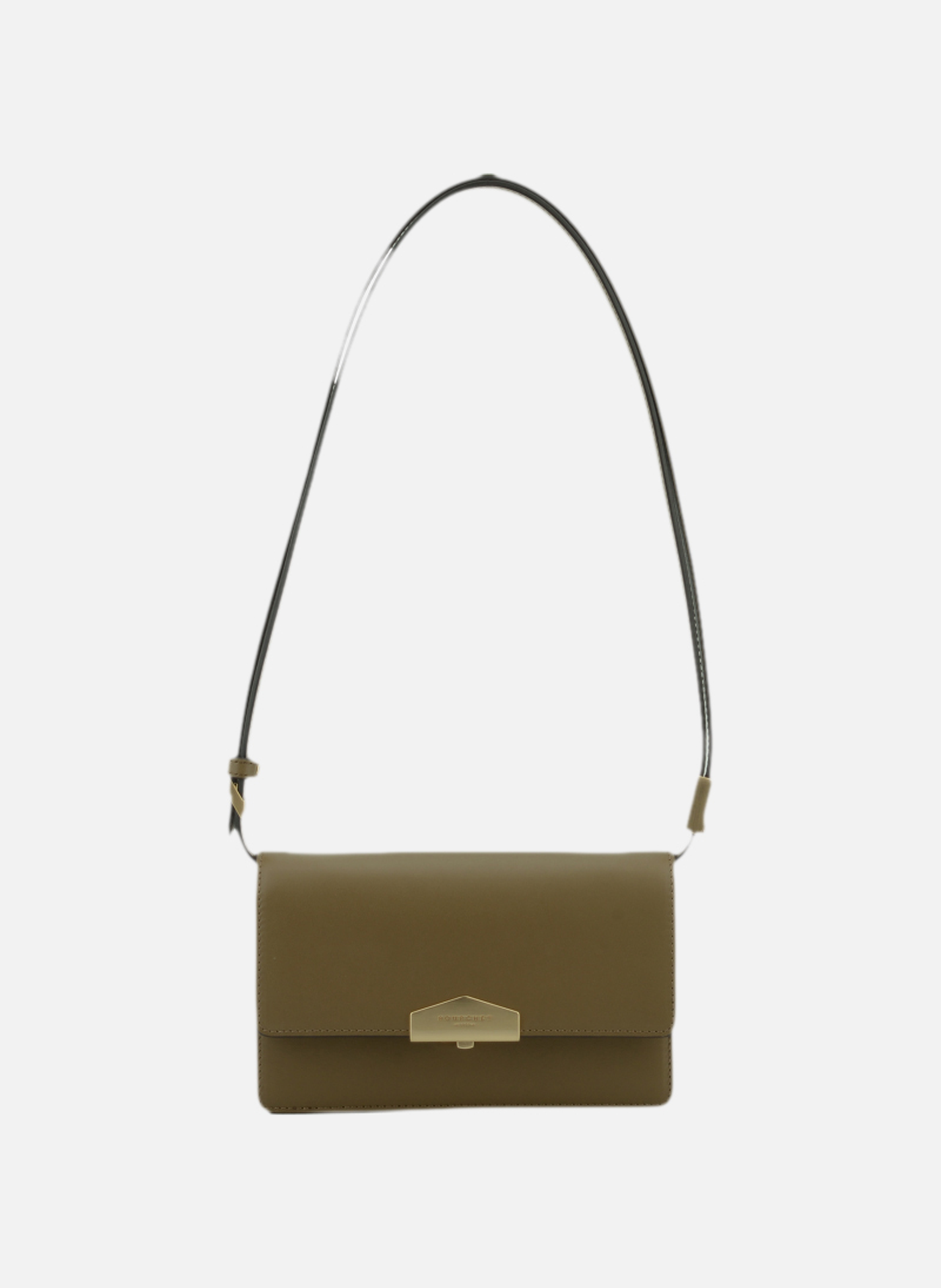 Anjou | sac porté épaule pm en cuir lisse | Kaki POURCHET Femme