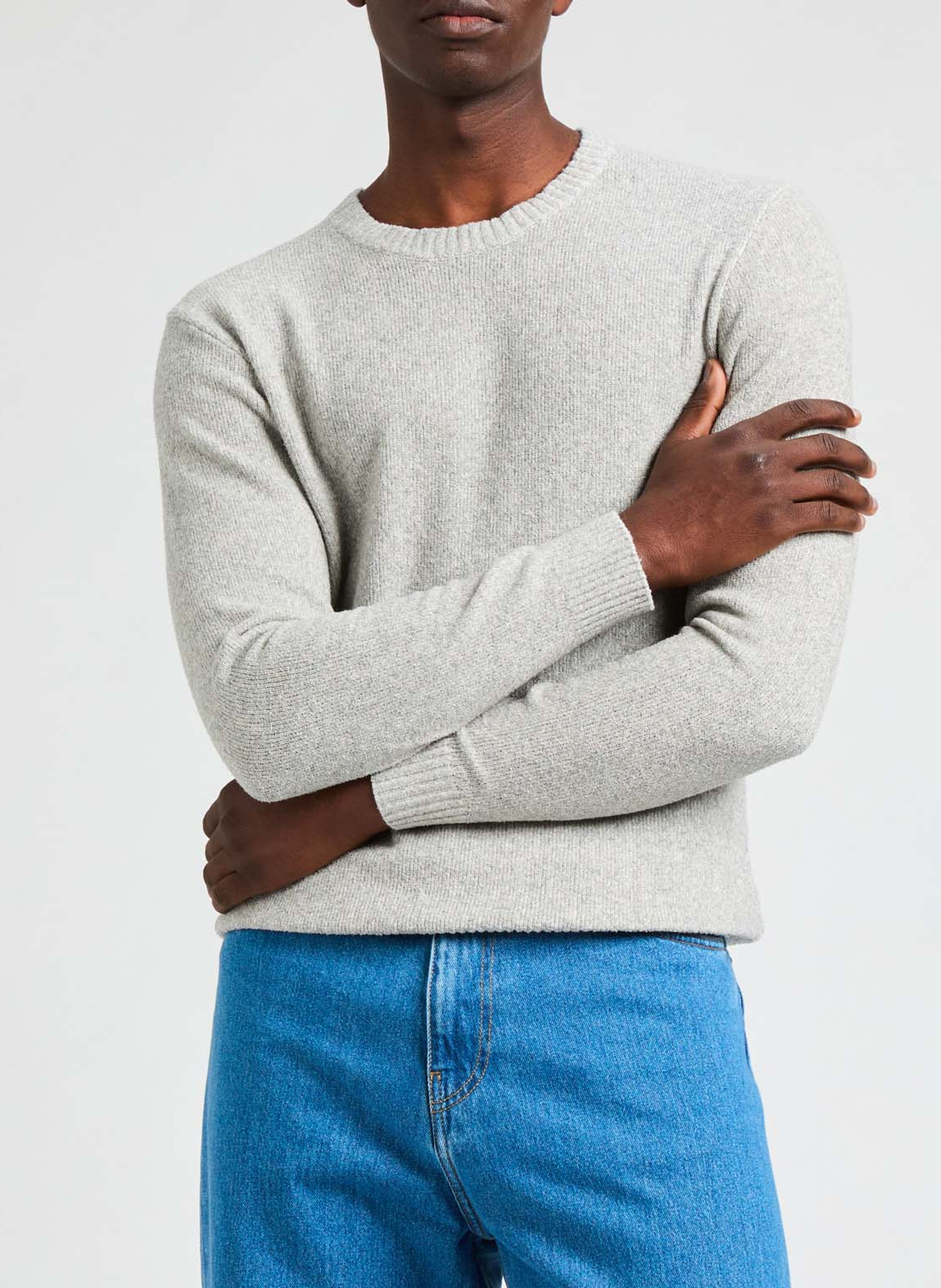 Pull à col rond en coton mélangé AU PRINTEMPS PARIS Gris