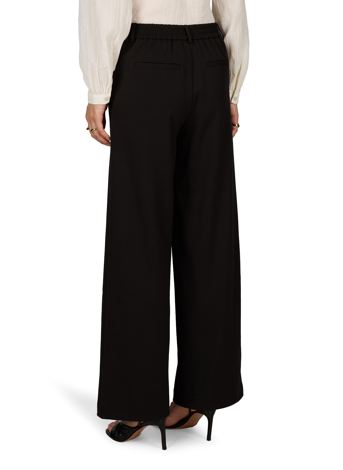 Pantalon taille haute Vivarone ample  VILA Noir
