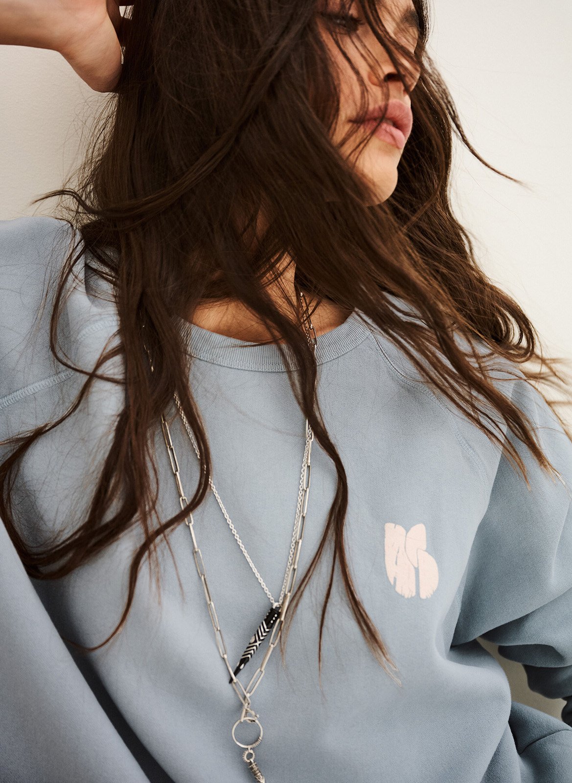 Sweat ample col rond en coton swing BA&SH Bleu