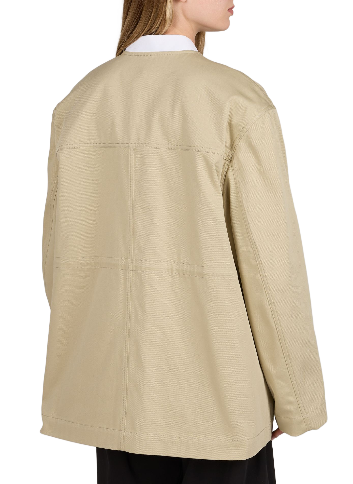 Jacke mit Rundhalsausschnitt aus Bio-Baumwollsatin TOTEME Beige