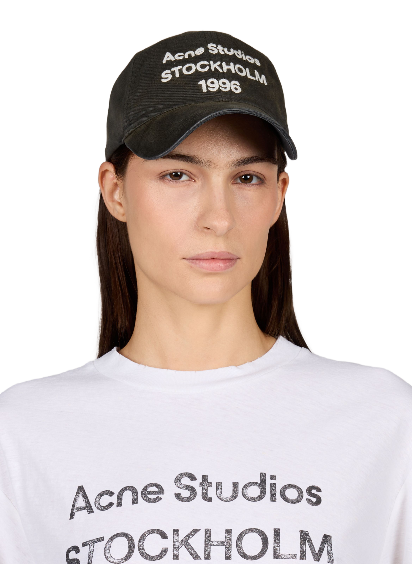 Embroidered cotton cap ACNE STUDIOS Black