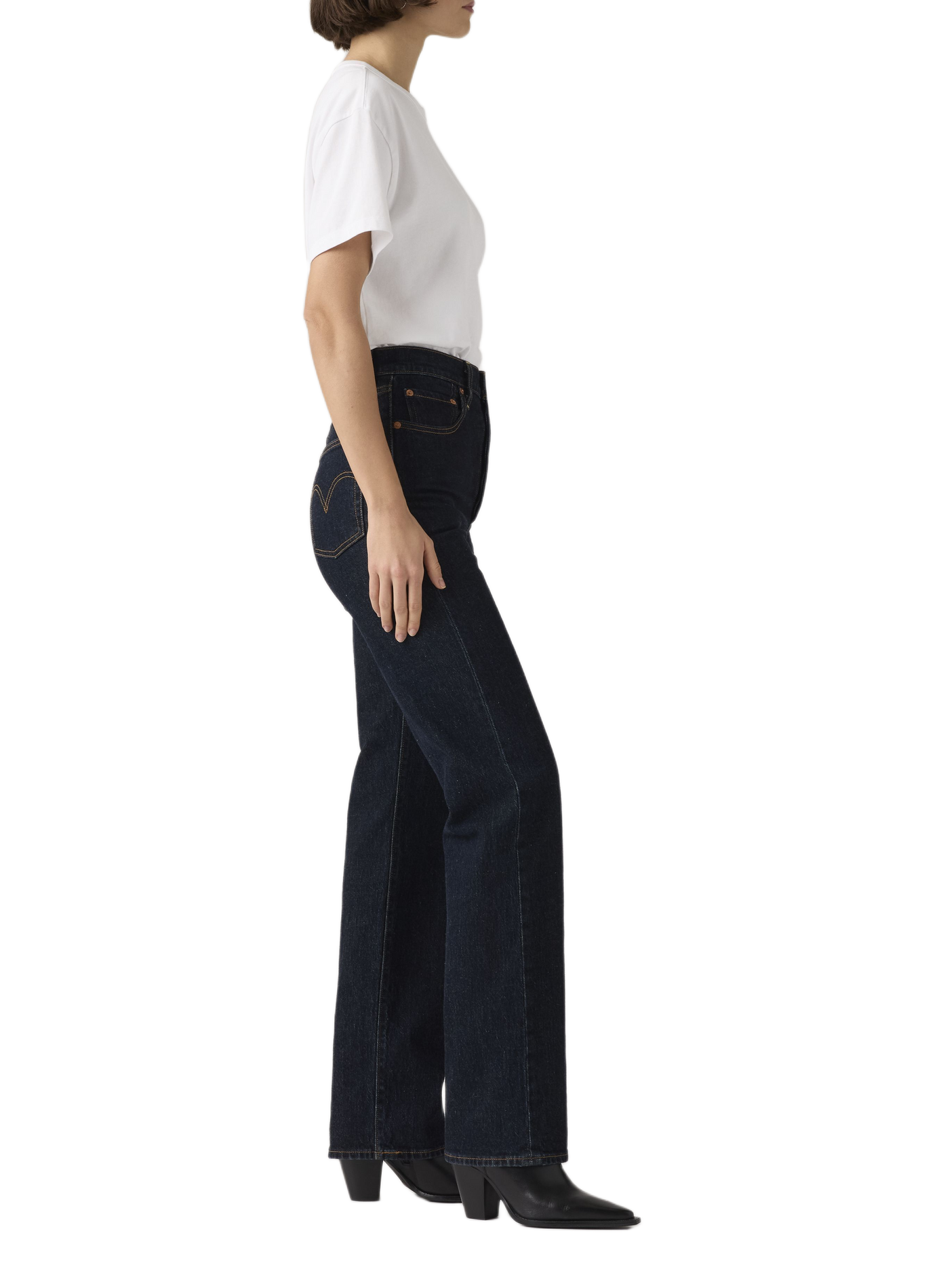 Jean Ribcage Full-length en coton mélangé LEVI'S Bleu