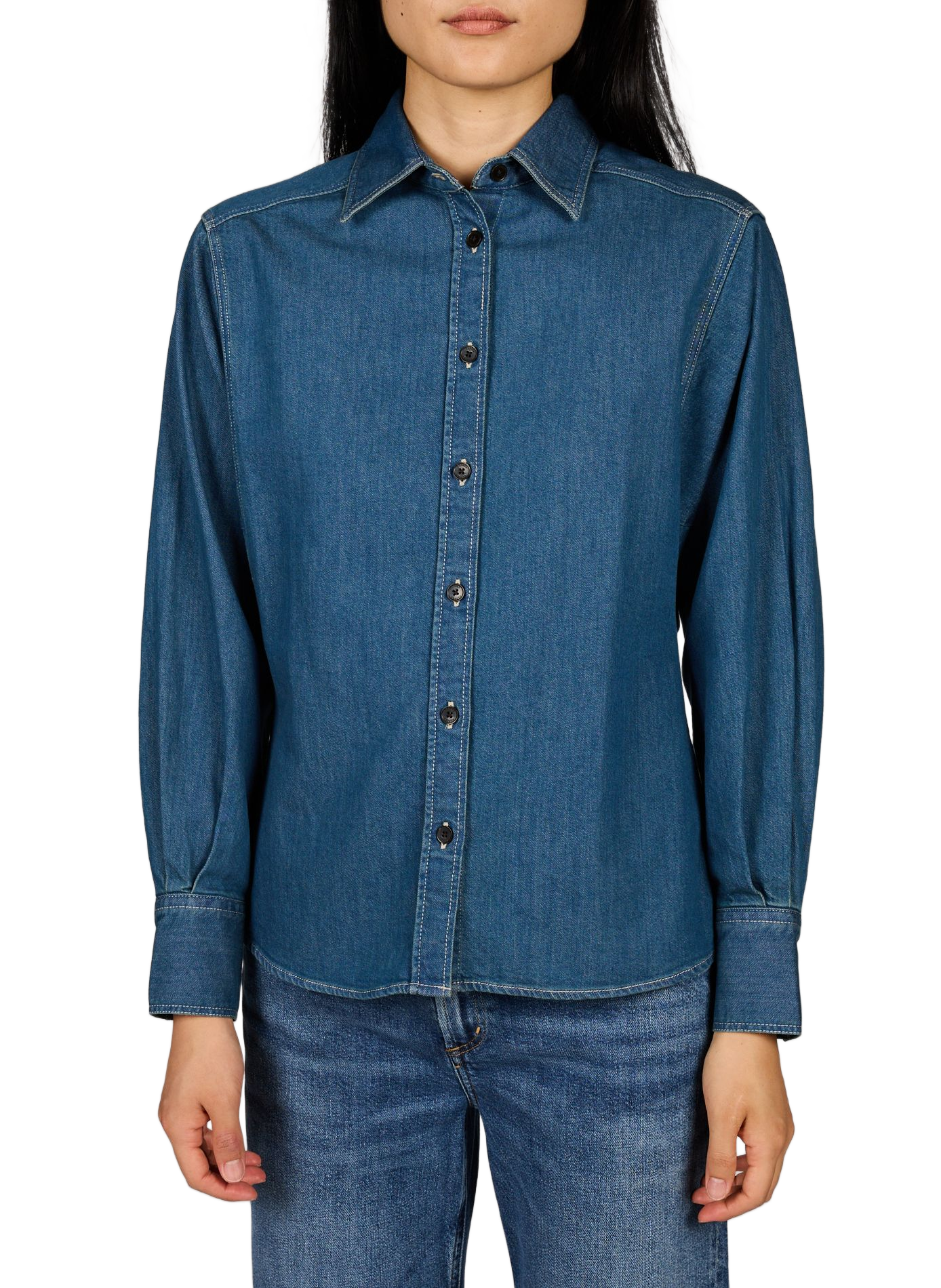 Gerade Jeanshemd aus Baumwolle CLOSED Blau