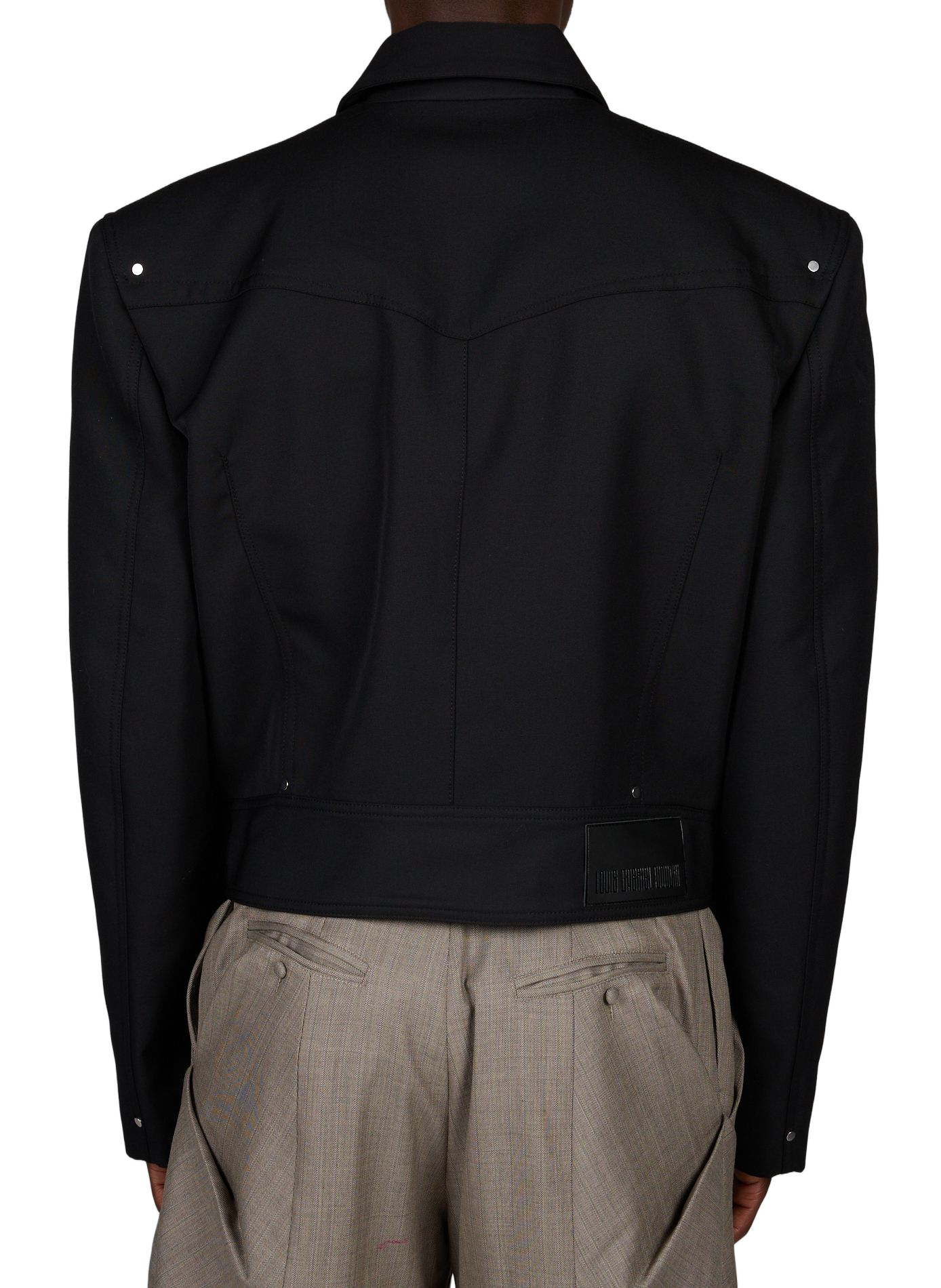 Short shoulder-padded jacket in blended virgin wool LOUIS GABRIEL NOUCHI Black