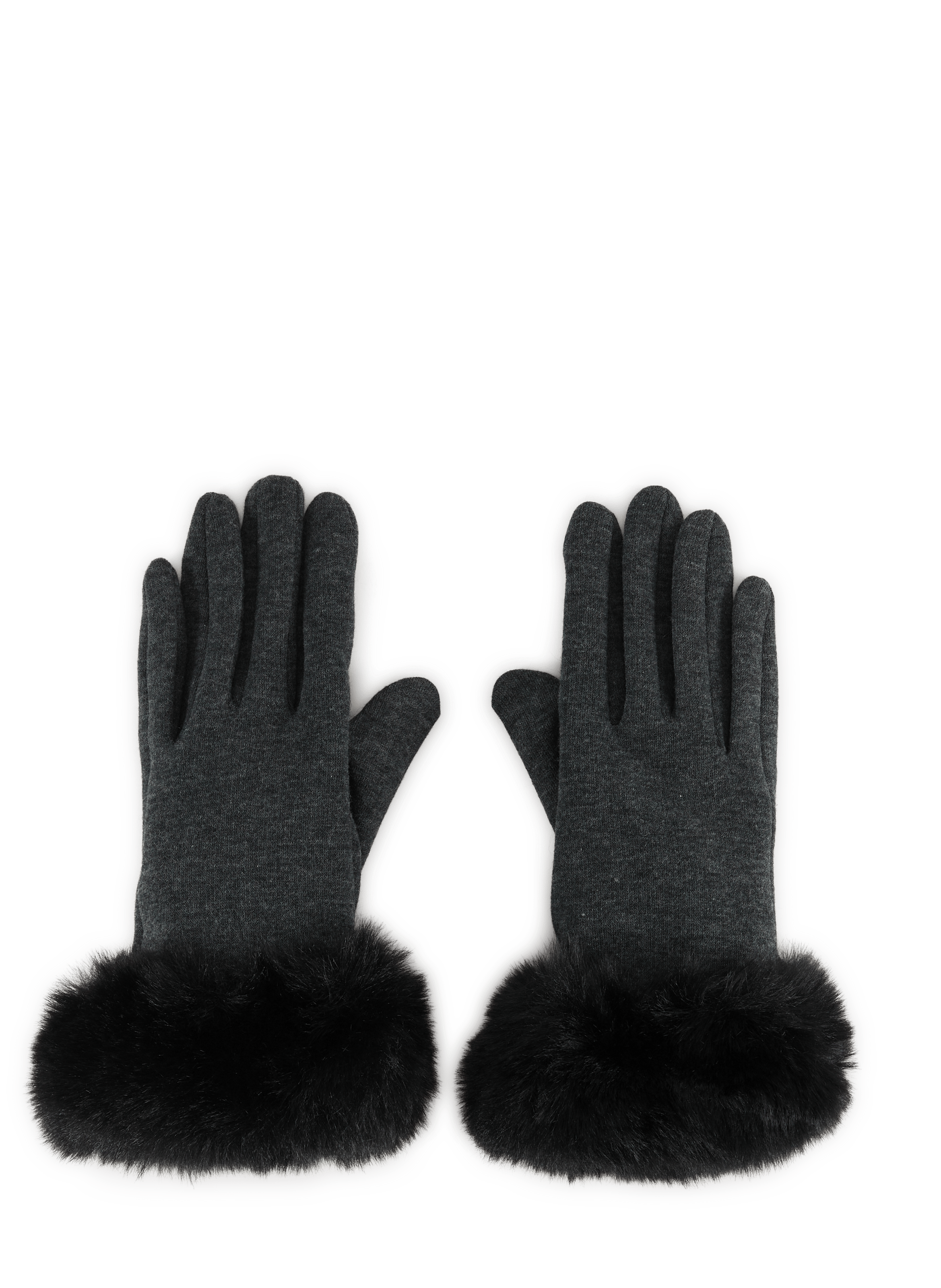 Gants uni effet fourrure AU PRINTEMPS PARIS Gris