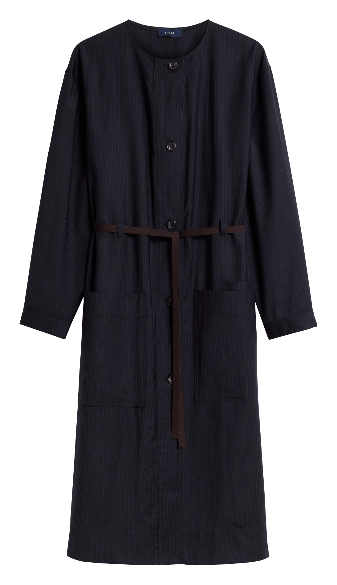 Robe midi col rond en laine helie SOEUR Bleu