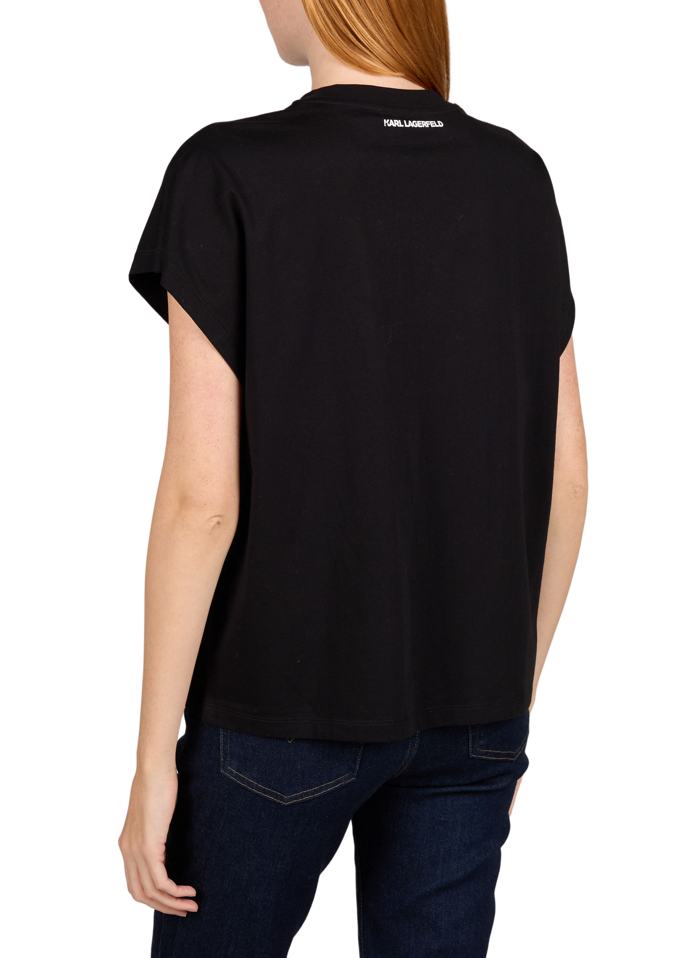 Straight-fit cotton logo T-shirt KARL LAGERFELD Black