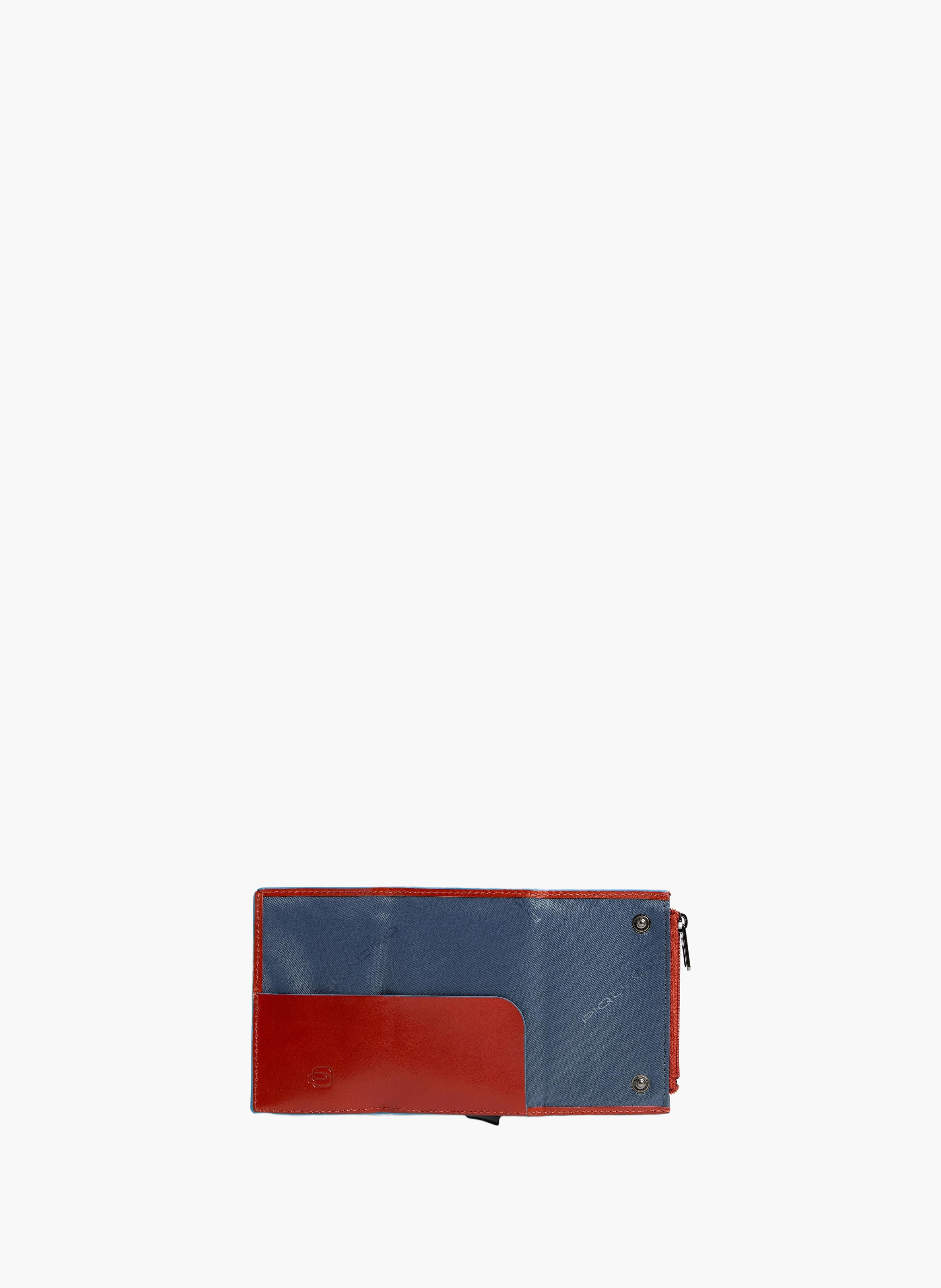 Compact leather wallet with pop-up card holder PIQUADRO Brown