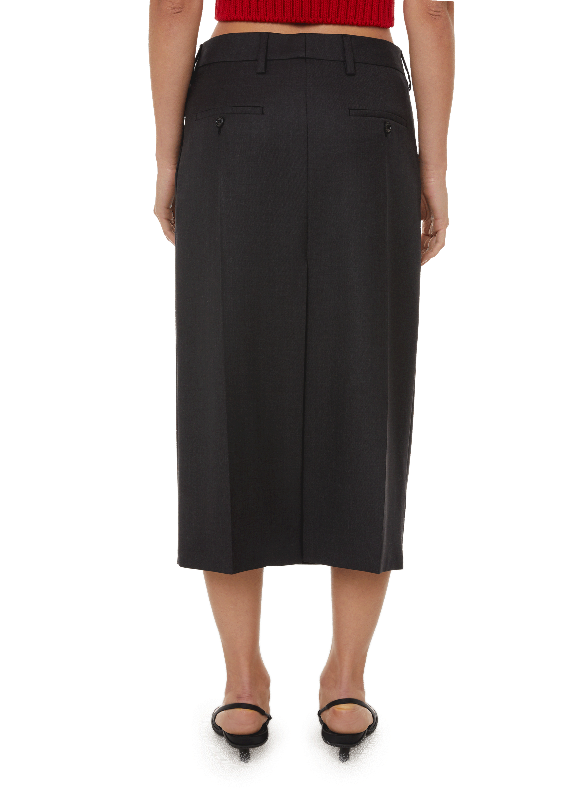 Jupe droite en laine vierge PRADA Gris