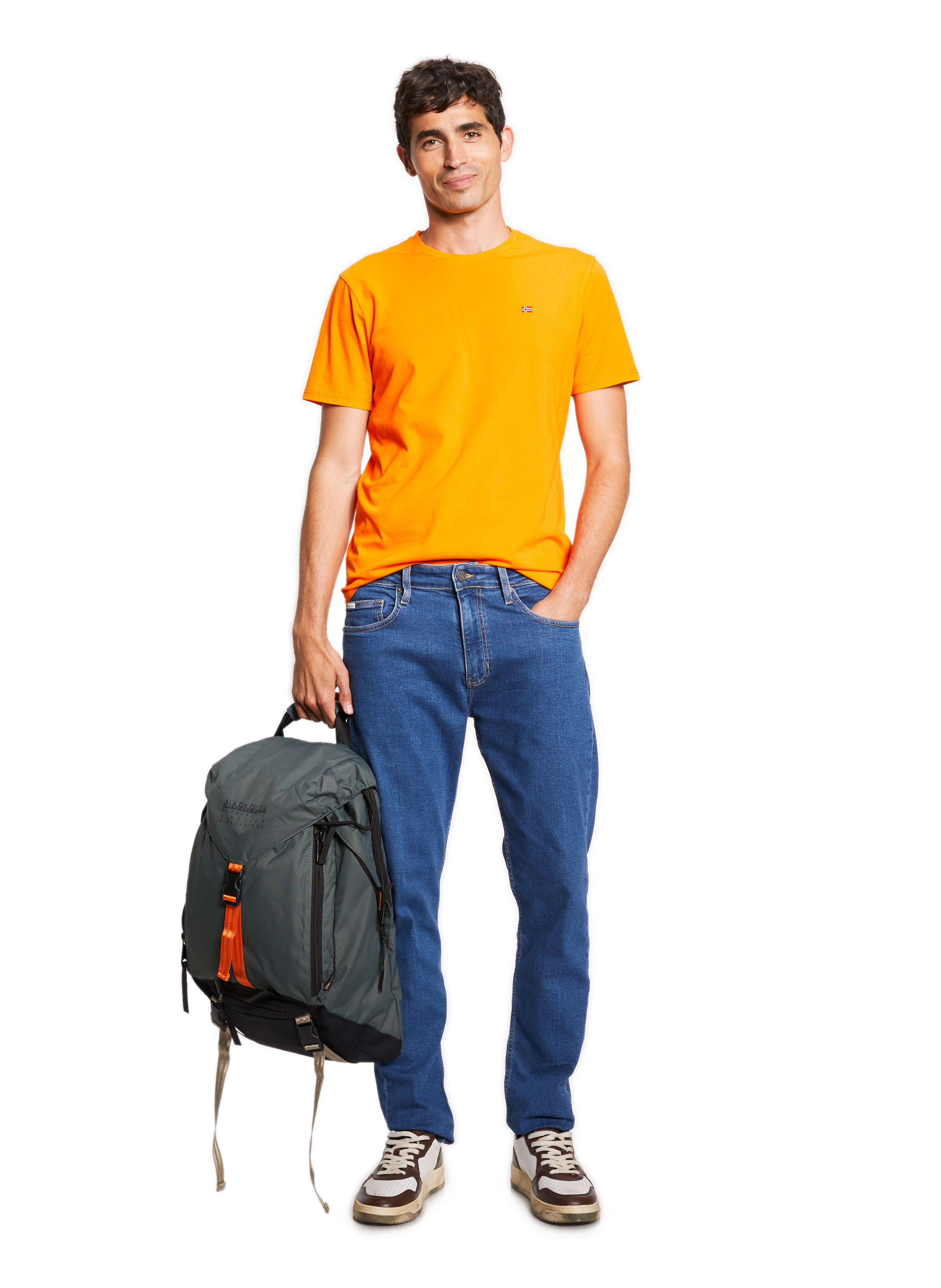 Cotton round-neck T-shirt NAPAPIJRI Orange