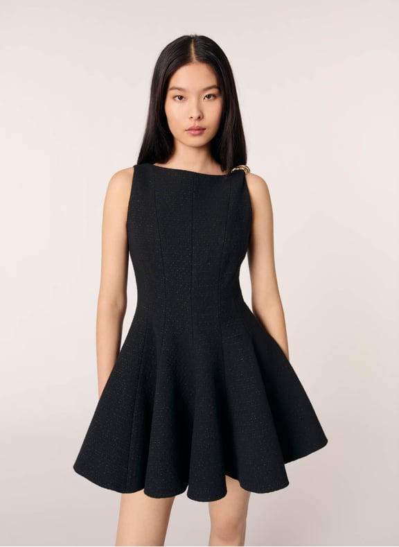 Robe courte évasée en coton mélangé Noir by MAJE MAJE Robe courte évasée en coton mélangé Noir