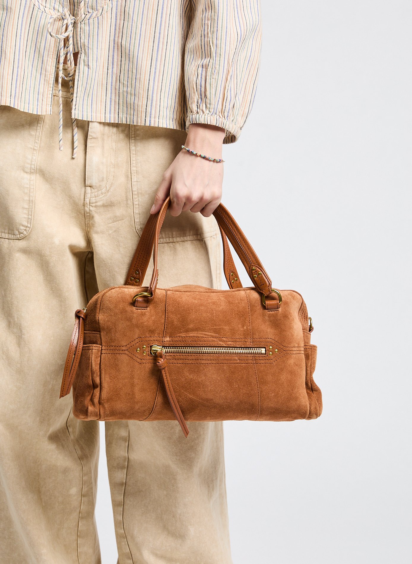 Sac à main Lucky Bowling en croûte de cuir JÉRÔME DREYFUSS Marron