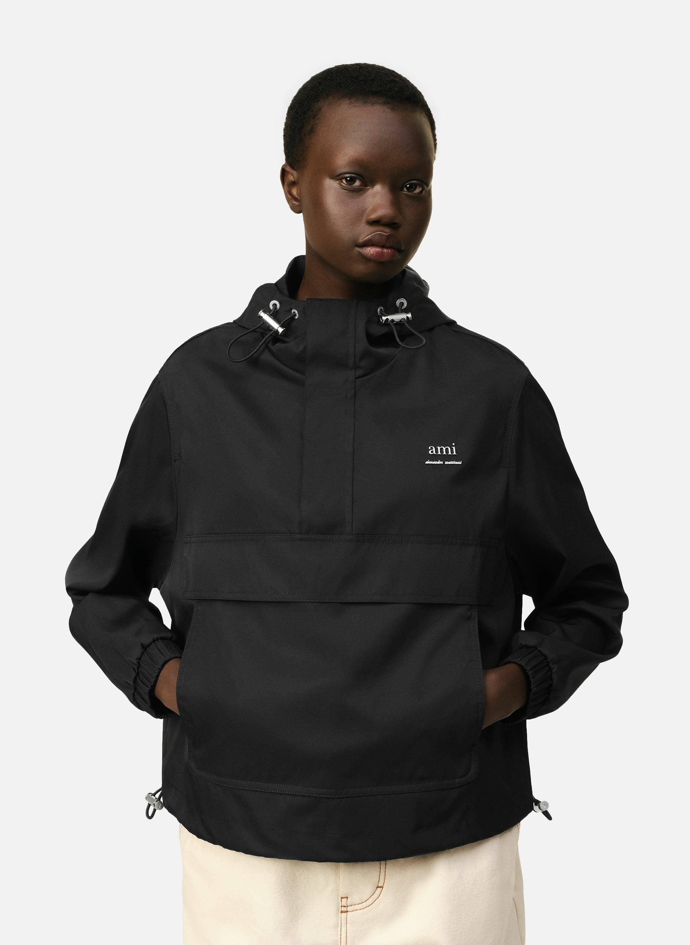 Coupe vent a capuche ami alexandre mattiussi unisexe AMI PARIS Noir