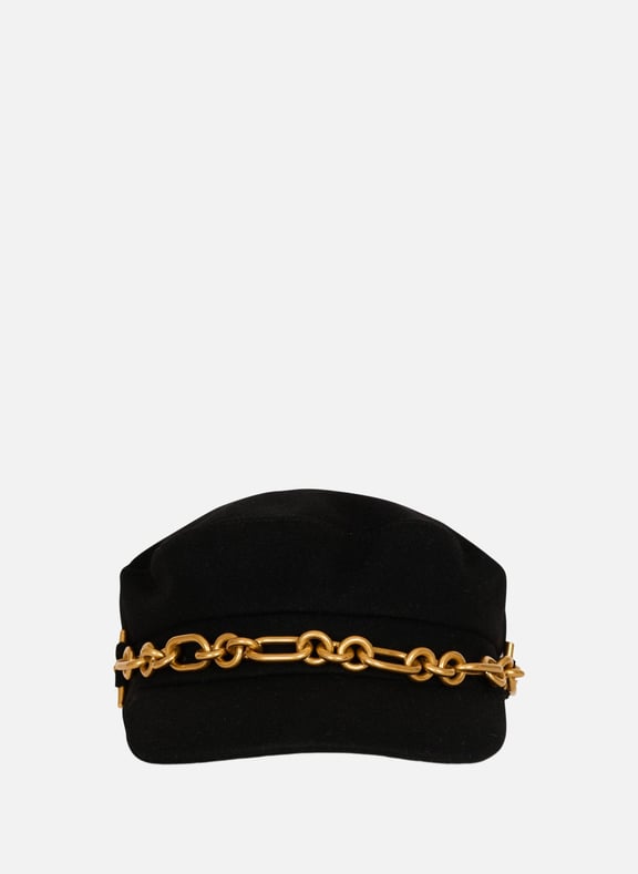 Casquette brandebourg en laine Noir by BALMAIN BALMAIN Casquette brandebourg en laine Noir