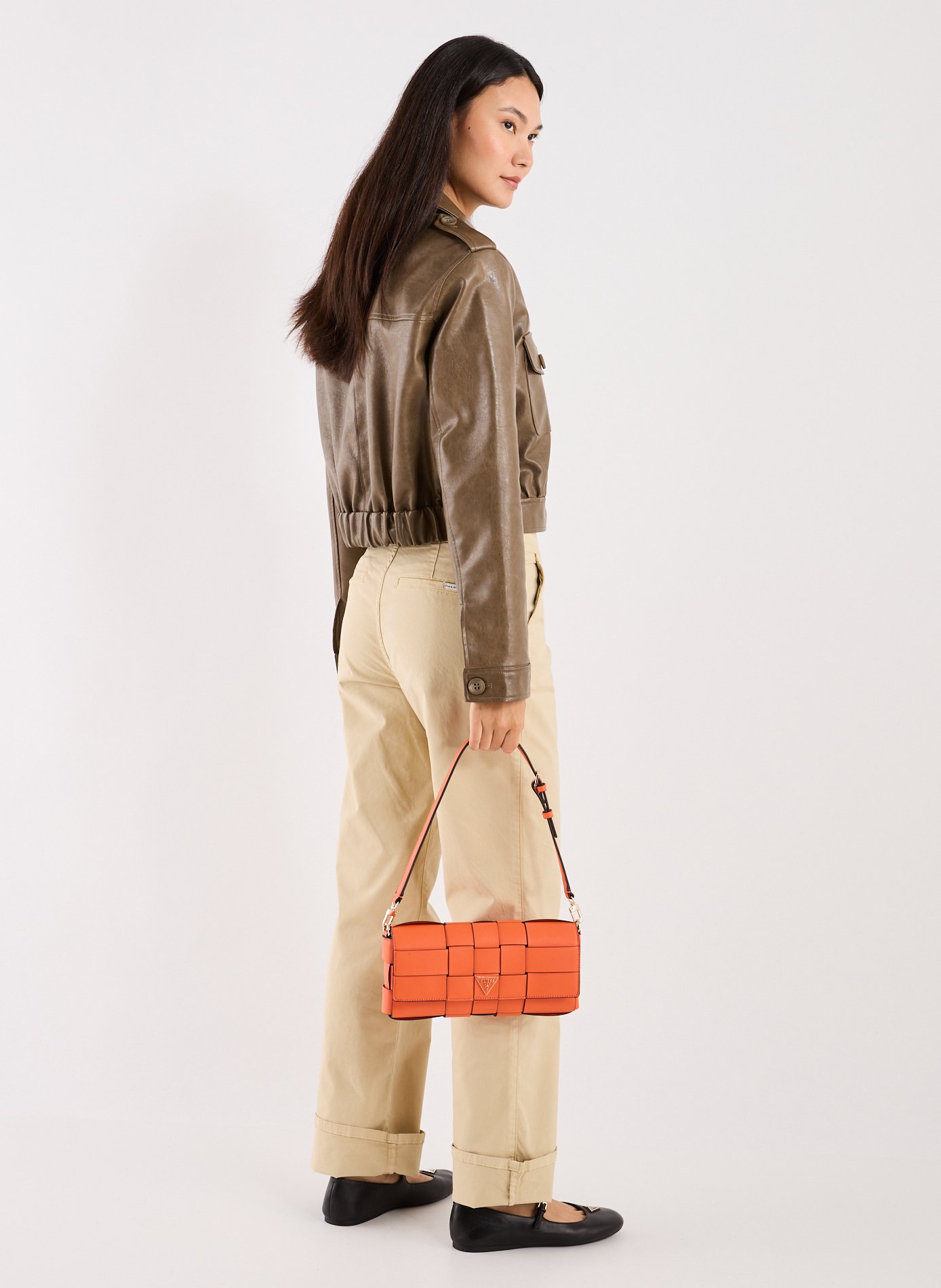 Sac à main Maylee tressé GUESS Orange