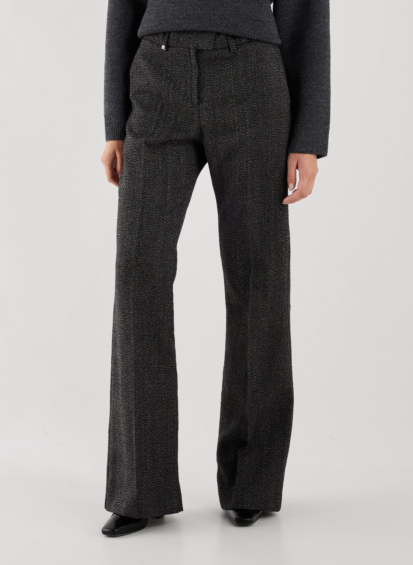 COURRÈGES Bootcut-Wollhose Schwarz