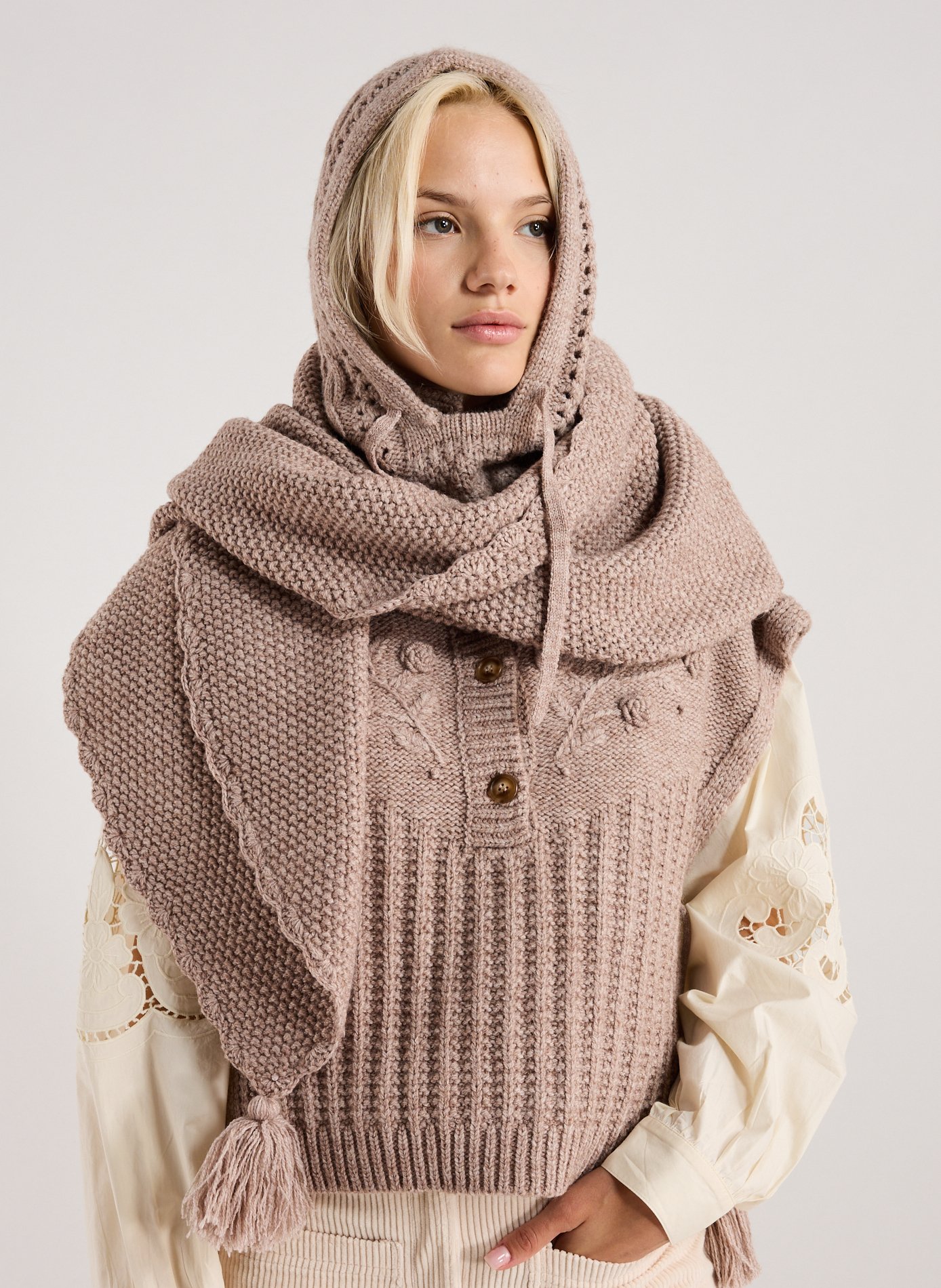 Echarpe en maille côtelée LOUISE MISHA Beige