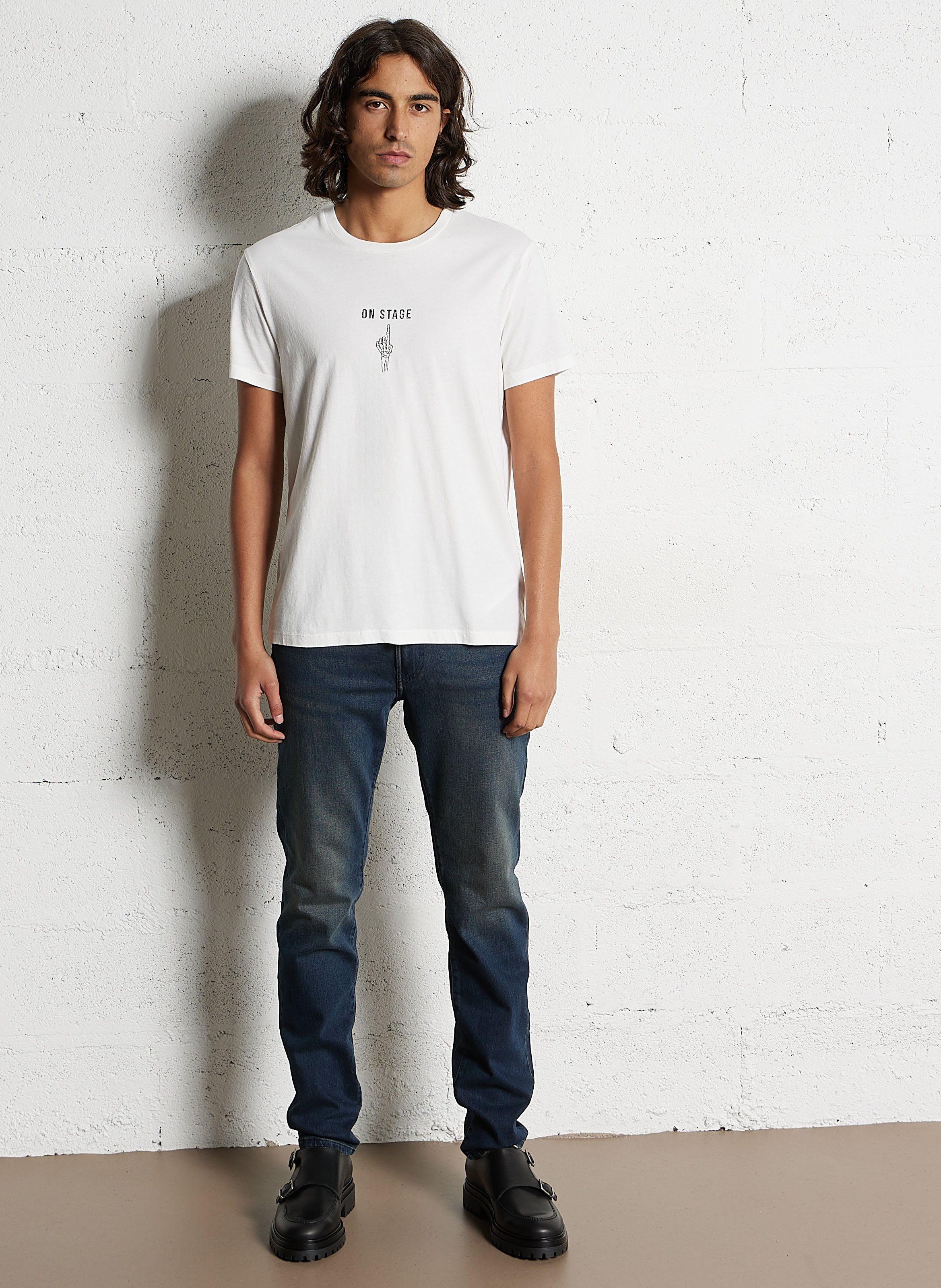 Tee-shirt droit en coton sérigraphié IKKS Blanc